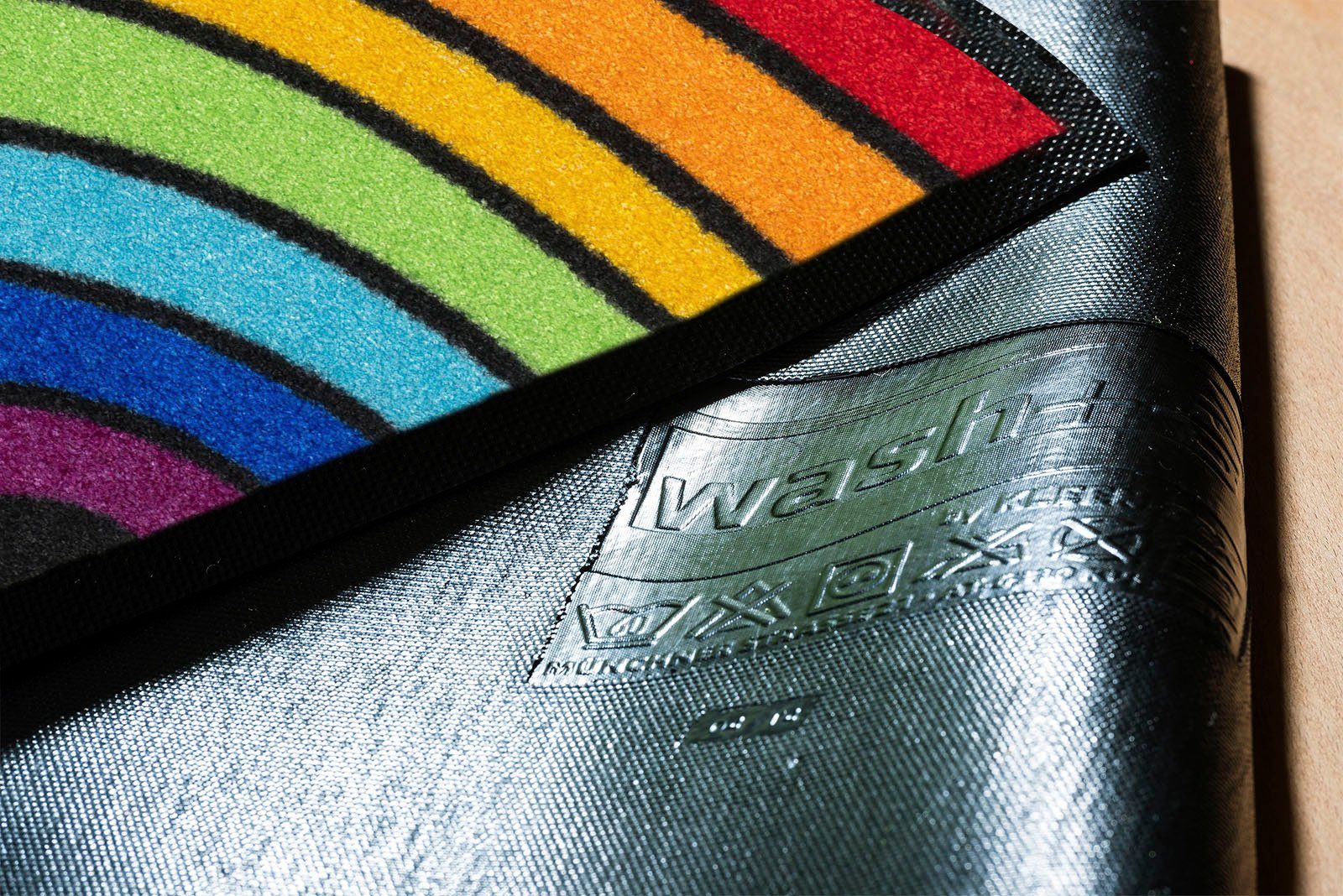 wash+dry by Kleen-Tex Fußmatte Round Rainbow, halbrund, Höhe: 7 mm, Schmutzfangmatte, Motiv Regenbogen, In- und Outdoor geeignet, waschbar