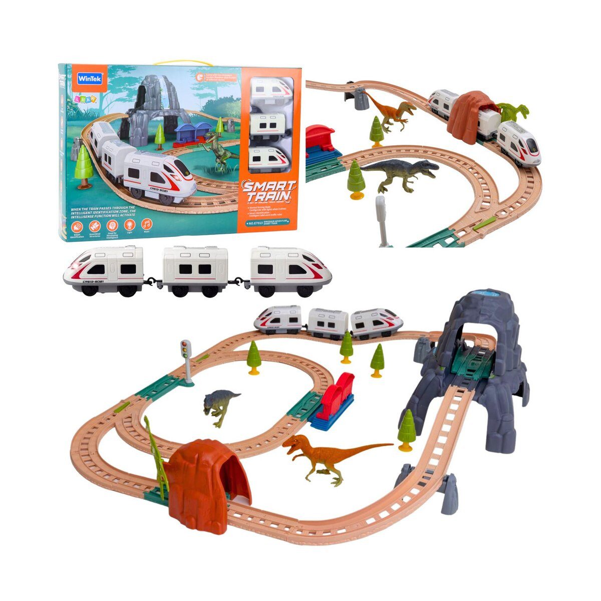 Wisam Lernspielzeug Elektrische Eisenbahn-Set „Dinosaurierpark“ mit Licht
