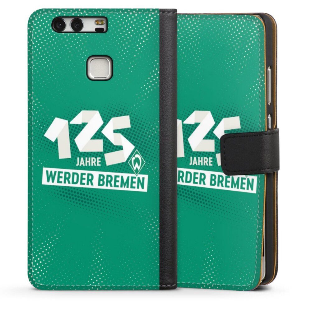 DeinDesign Handyhülle 125 Jahre Werder Bremen Offizielles Lizenzprodukt, Huawei P9 Hülle Handy Flip Case Wallet Cover Handytasche Leder