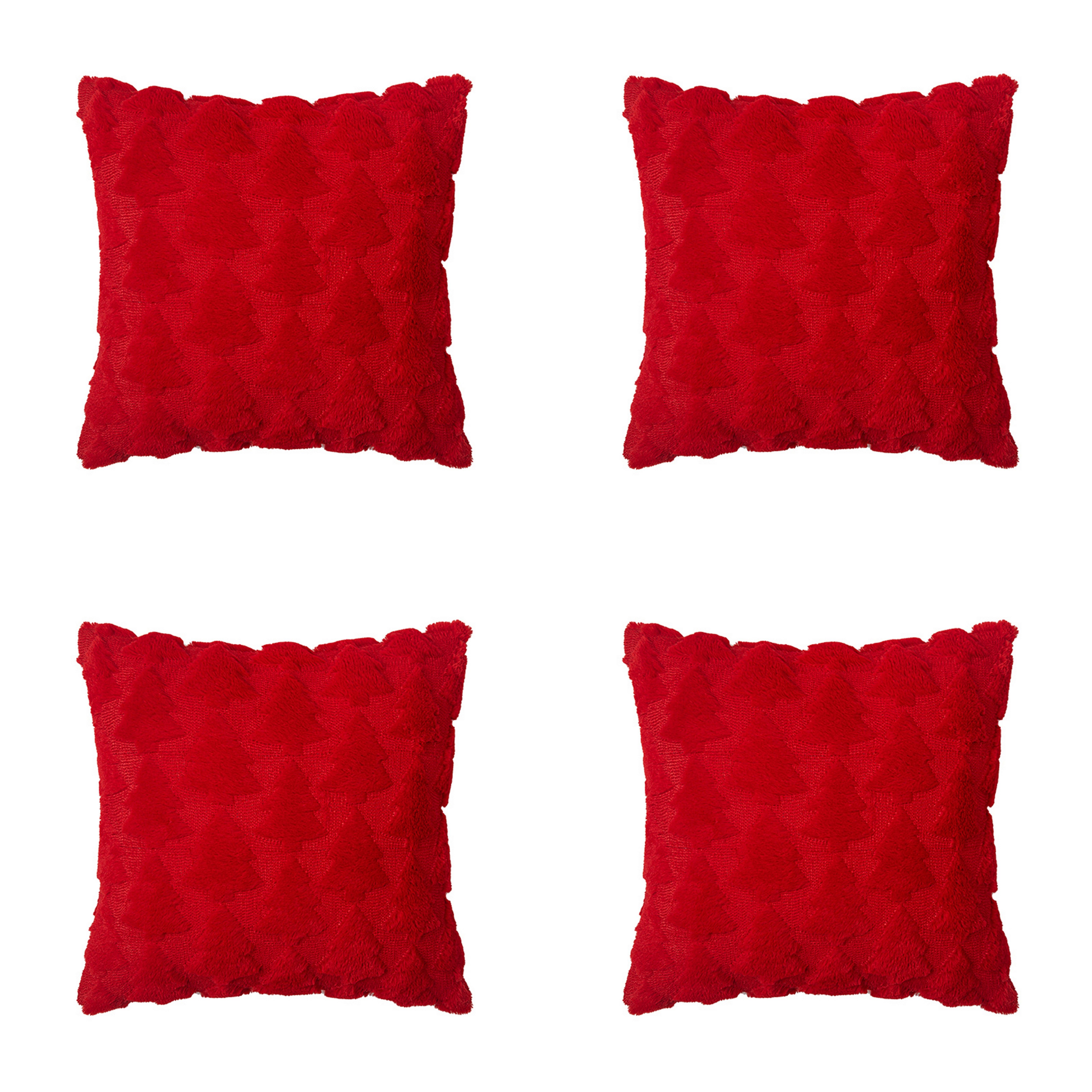 Qelus Kissenbezüge Kissenbezug Weihnachtsbaum Bestickt Zottelig Weihnachtskissen 45x45cm, (4 Stück)