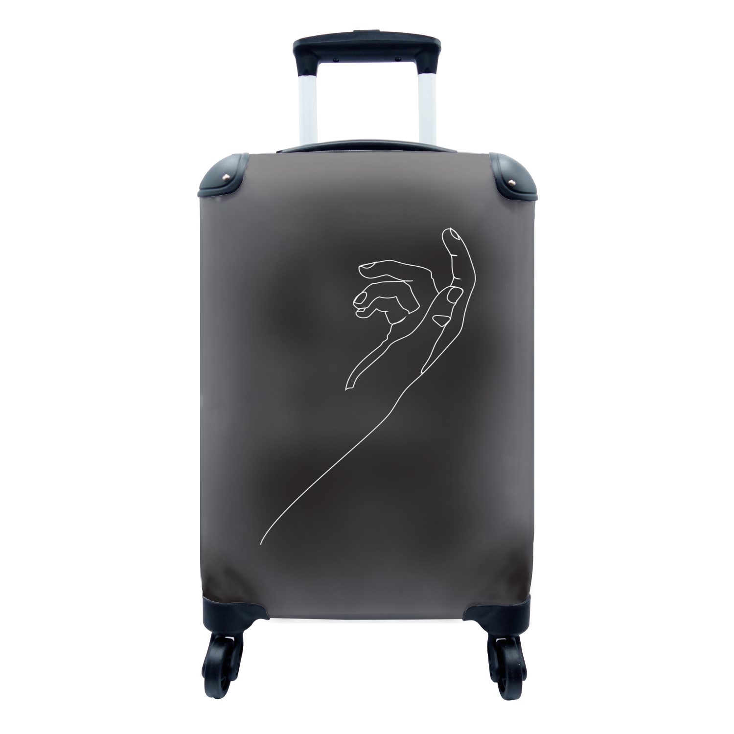Handgepäckkoffer Trolley, - MuchoWow Reisekoffer Reisetasche Ferien, mit 4 Körper, für - Handgepäck Strichzeichnung Hand rollen, Rollen,