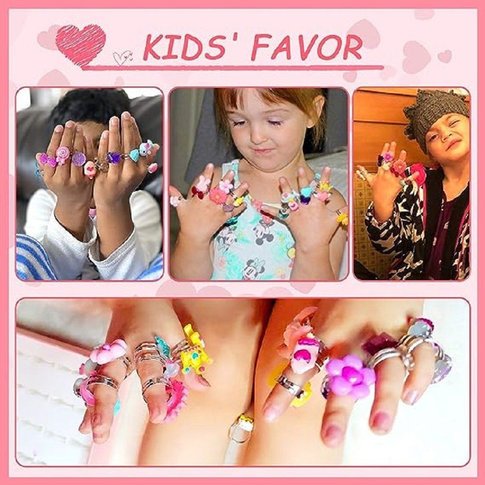 feinlux Fingerring Kleine Mädchen Schmuckringe in Box (Set, 24-tlg., kinderringe mädchen,verstellbar), Originelles und trendiges Design, Haltbarkeit – Bild 5 von 5