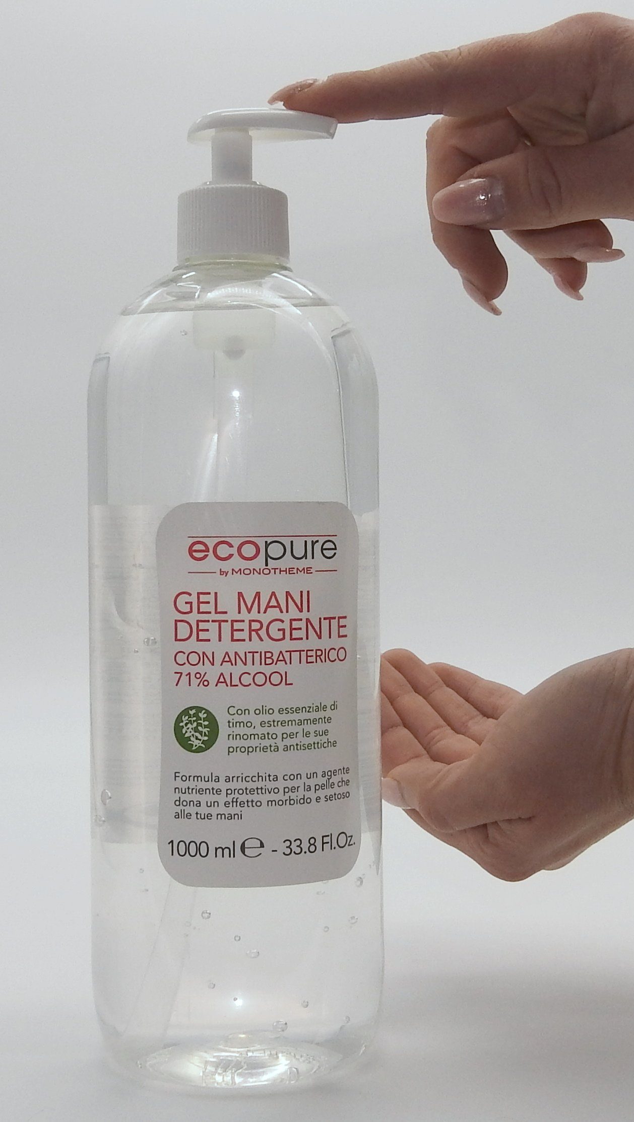 Monotheme ecoPure Hand-Desinfektionsmittel (Hände Desinfektionsgel 71% Alkohol 1L. Дезинфицирующее средство)