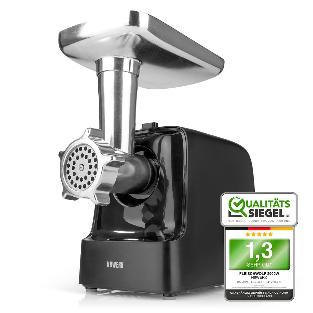 N8WERK Fleischwolf Midnight Black Edition 5in1, 2000 W, inkl. Rücklauffunktion