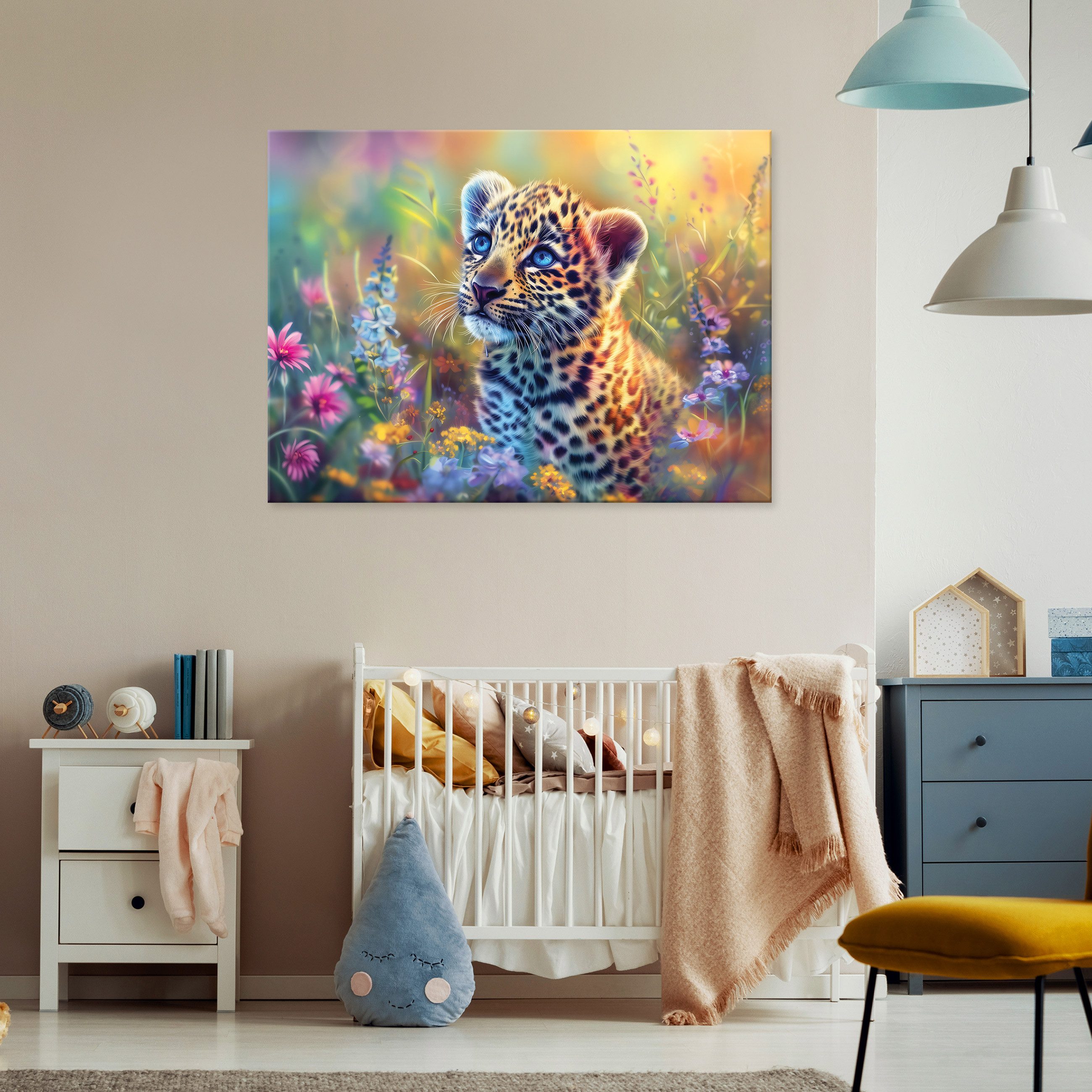 Wallarena Leinwandbild Kinderzimmer Tiger Blumen Rosa Wandbild Wand Deko Le günstig online kaufen