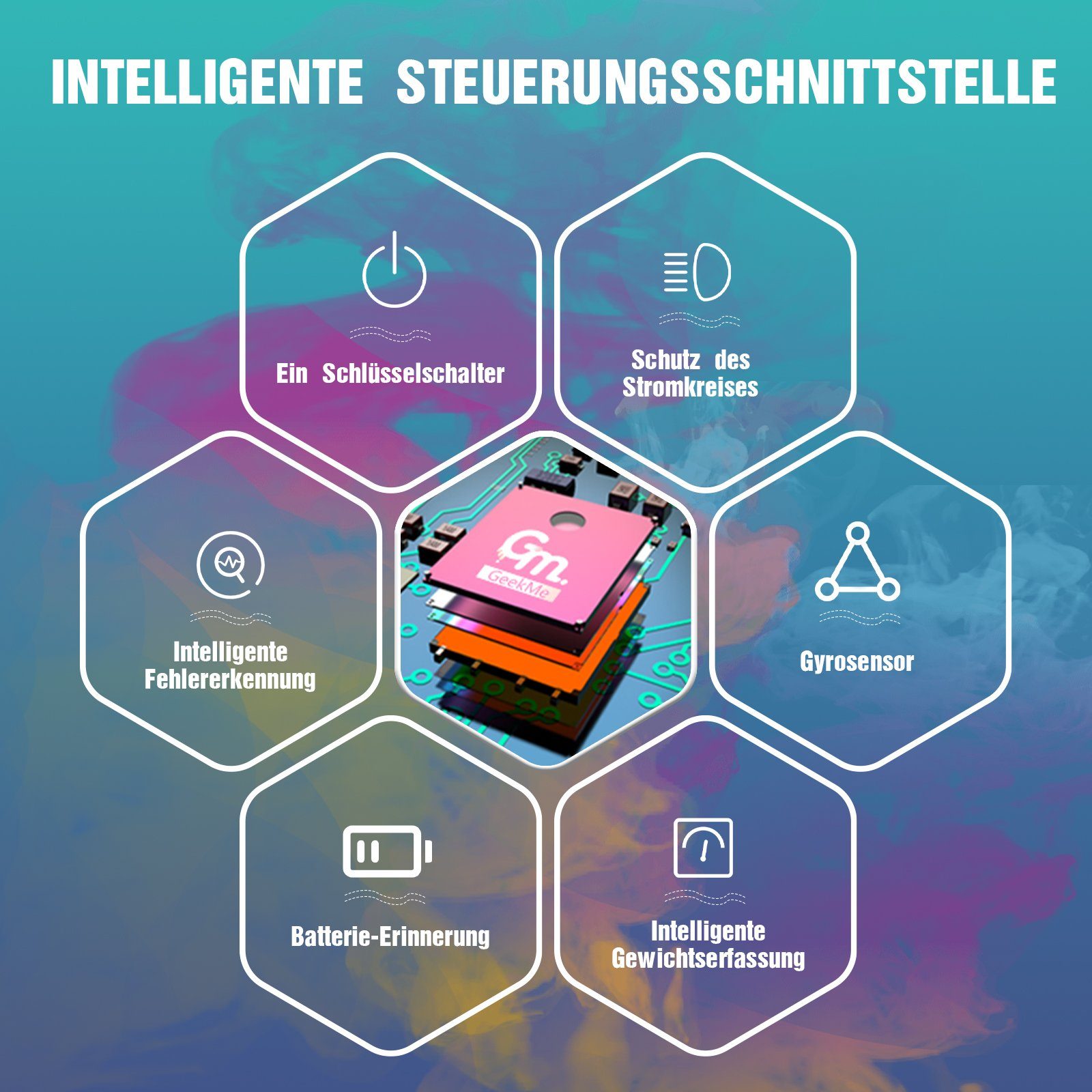 RCB TECH Balance Scooter JD6, 6,5 Zoll Zweimotoren Hoverboard, mit LED-Leuchten und Bluetooth, 120,00 W, 15.00 km/h, bis zu 10 km Reichweite, keine Straßenzulassung