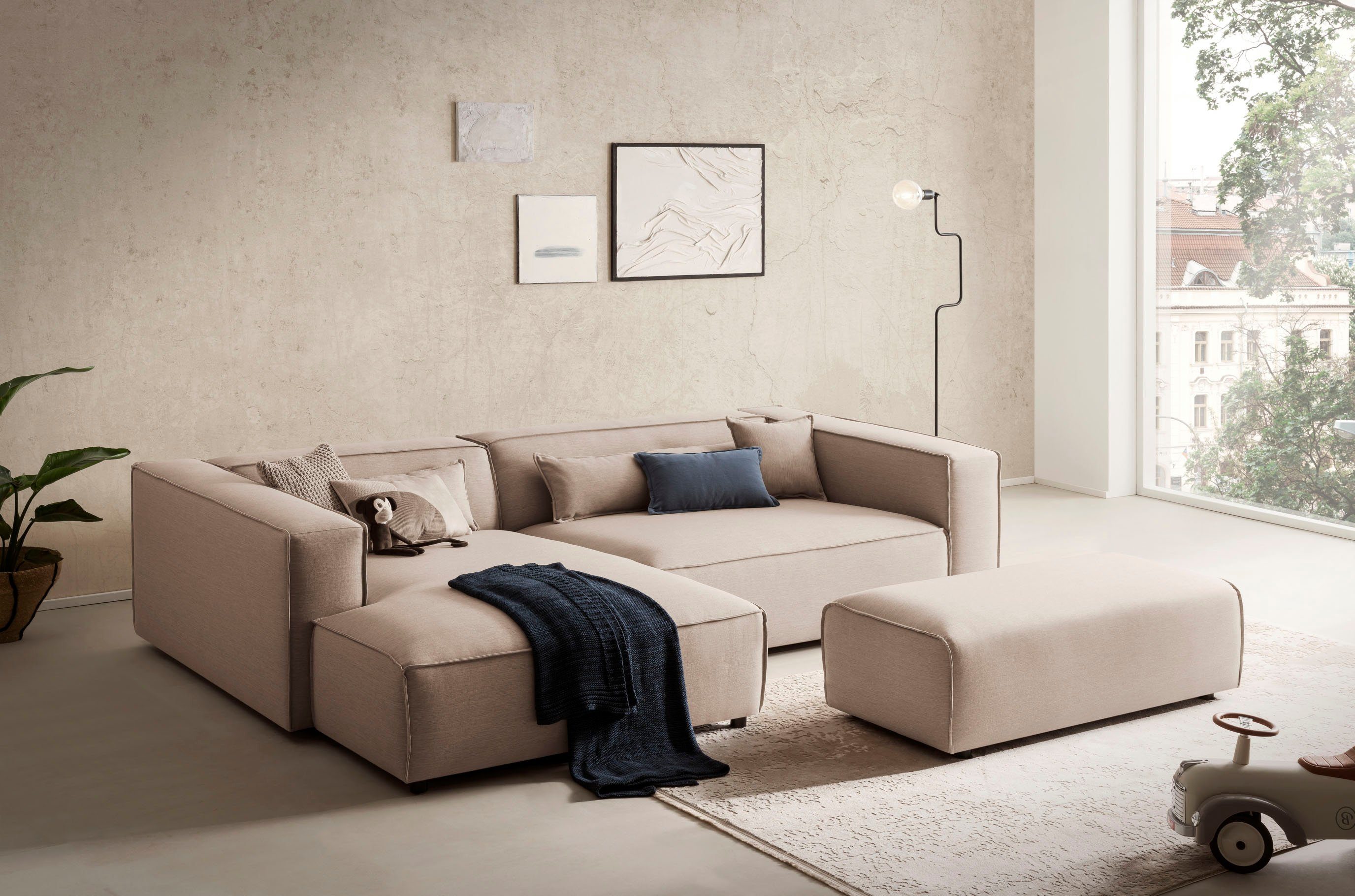 LeGer Home by Lena Gercke Ecksofa PIARA XXL, L-Form, Schlaffunktion, Cord, günstig online kaufen