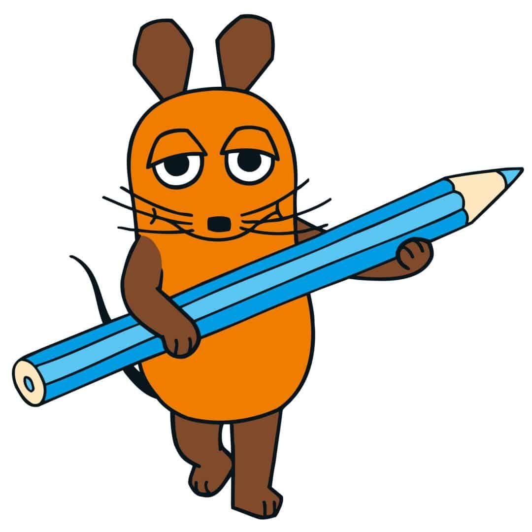 Die Maus Wandtattoo Kinderzimmer Wandsticker Buntstift Grundschule Kinder Wandbild, selbstklebend, entfernbar
