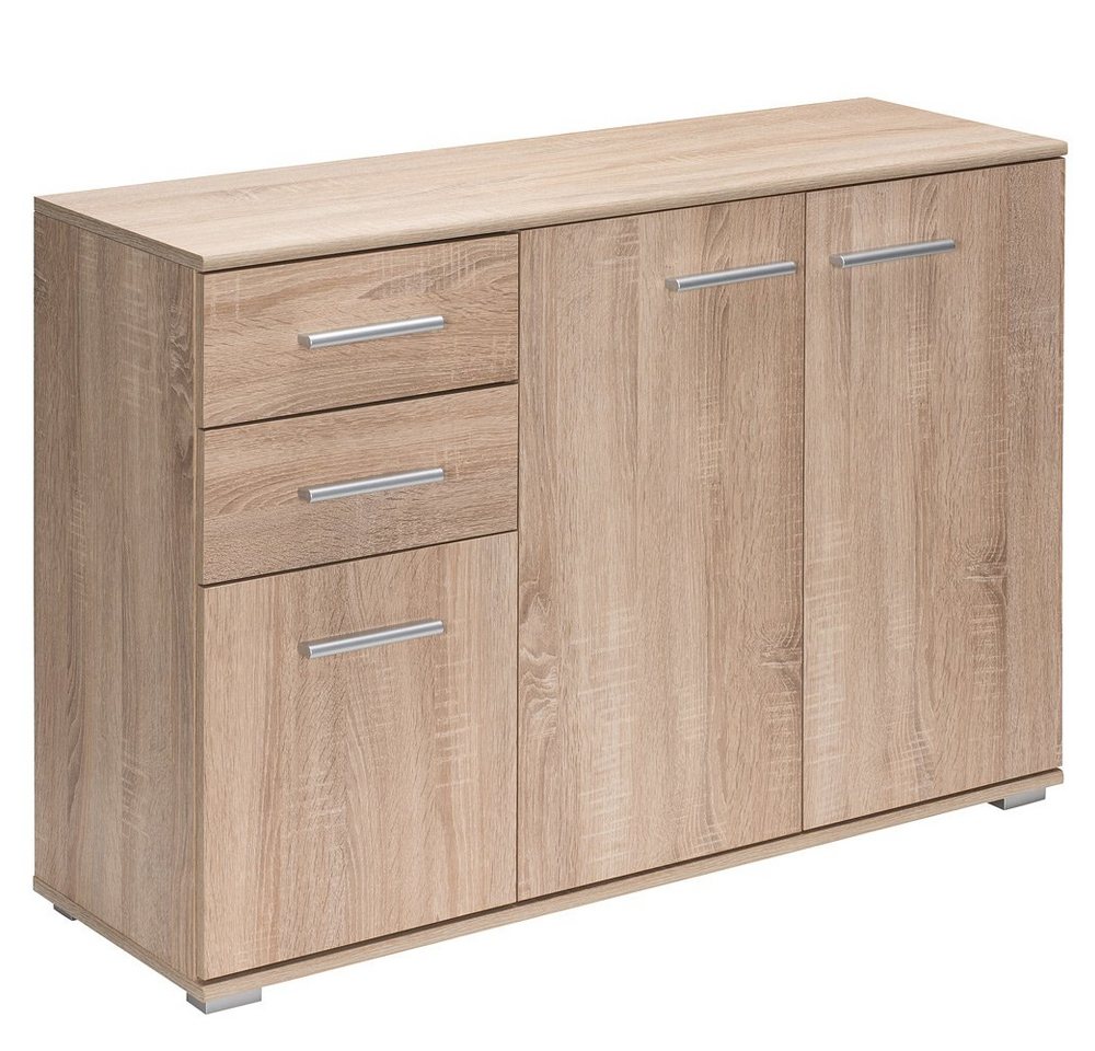 Casaria Kommode Alba DB101, mit 3 Türen 2 Schubladen 107x75x35cm spiegelbarer Aufbau Holz