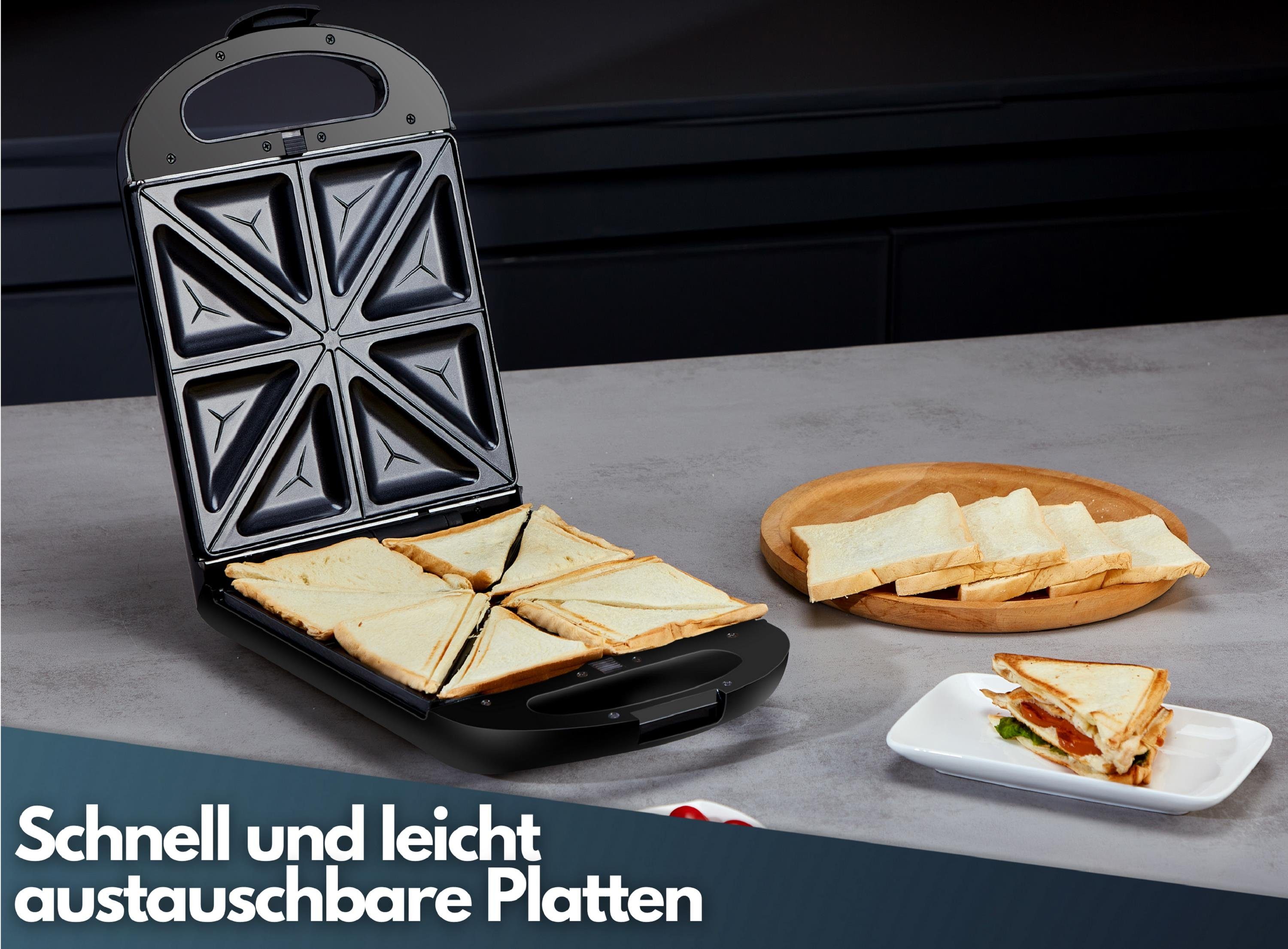 STEINBORG 3-in-1-Sandwichmaker SB-2120, 1200 W, Antihaftbeschichtung, Cool-Touch-Griffe