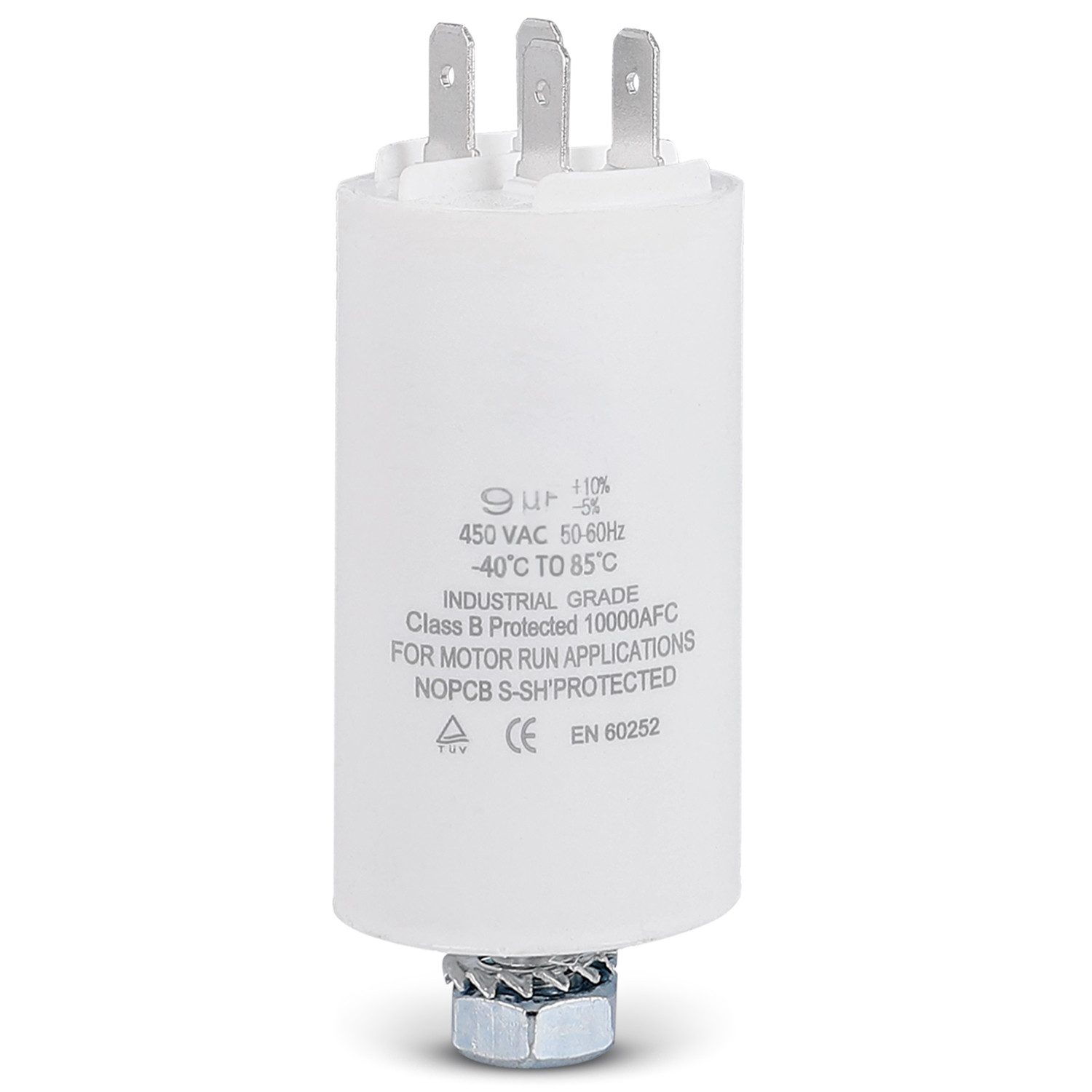 VIOKS Montagezubehör Kondensator CBB60 universal für elektrische Hausgeräte, 9,00µF 450V mit Steckfahnen