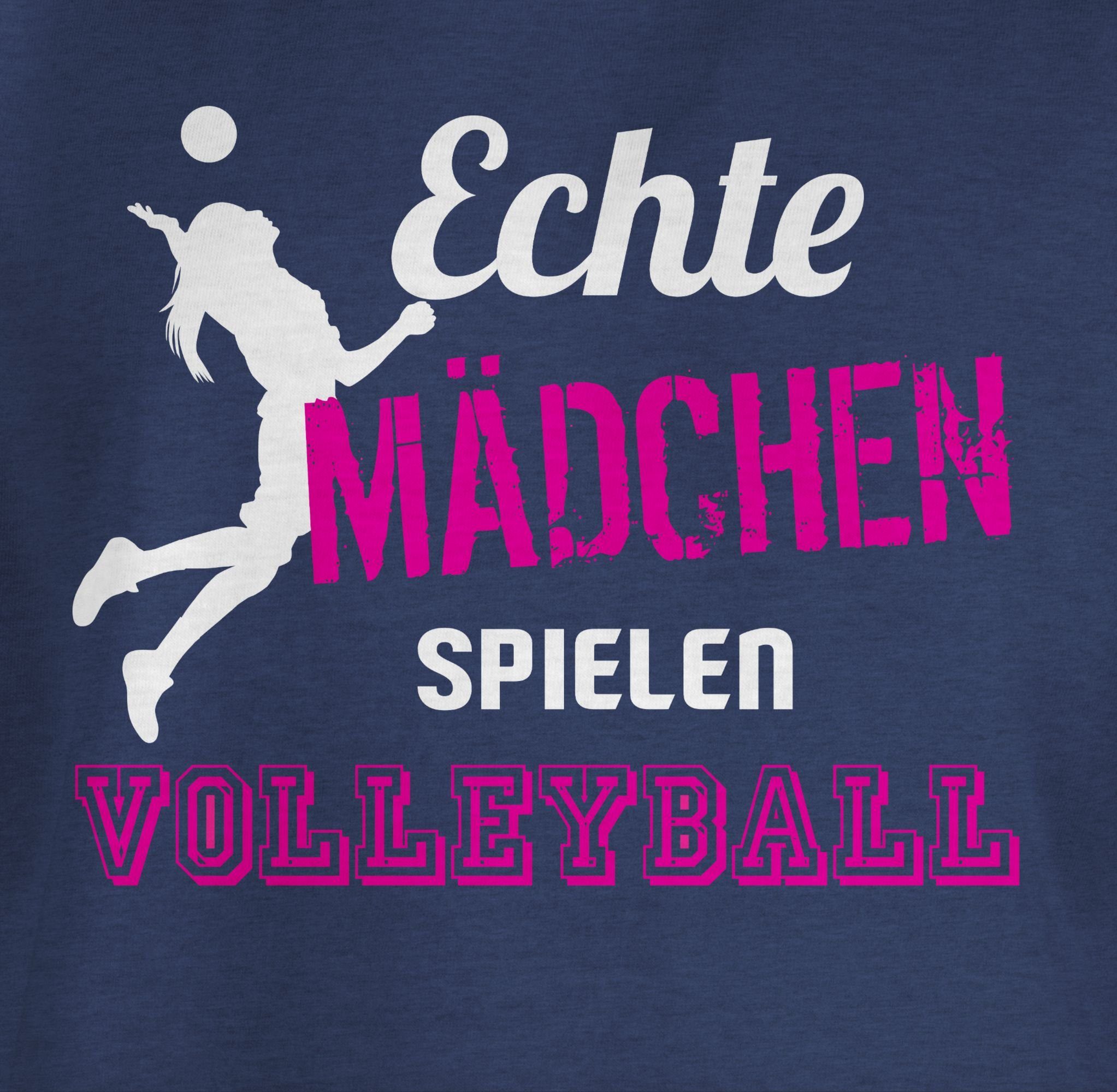 Echte spielen 3 T-Shirt Sport Dunkelblau Mädchen Meliert Kinder Shirtracer Kleidung Volleyball