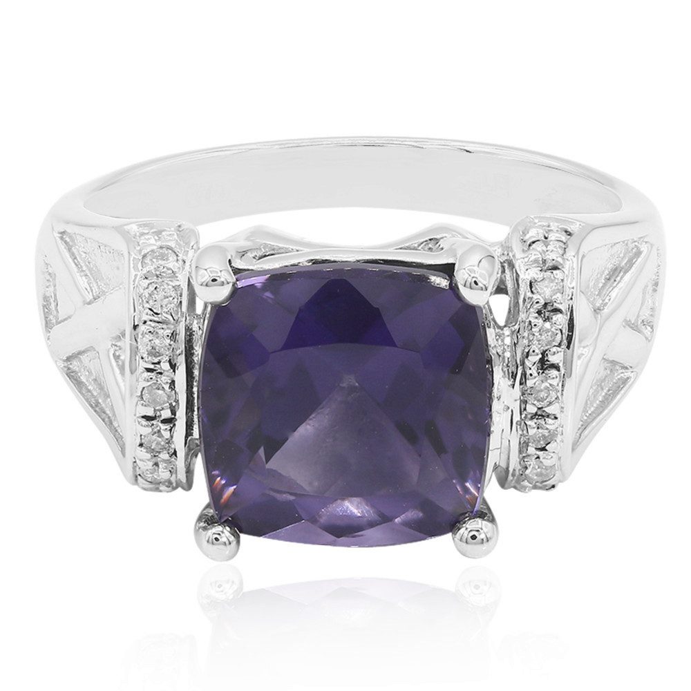 Cavill Diamantring Cavill Ring 9 Karat Weißgold mit 2,88 ct Blaubeerquarz & 18 Diamanten (1-tlg)