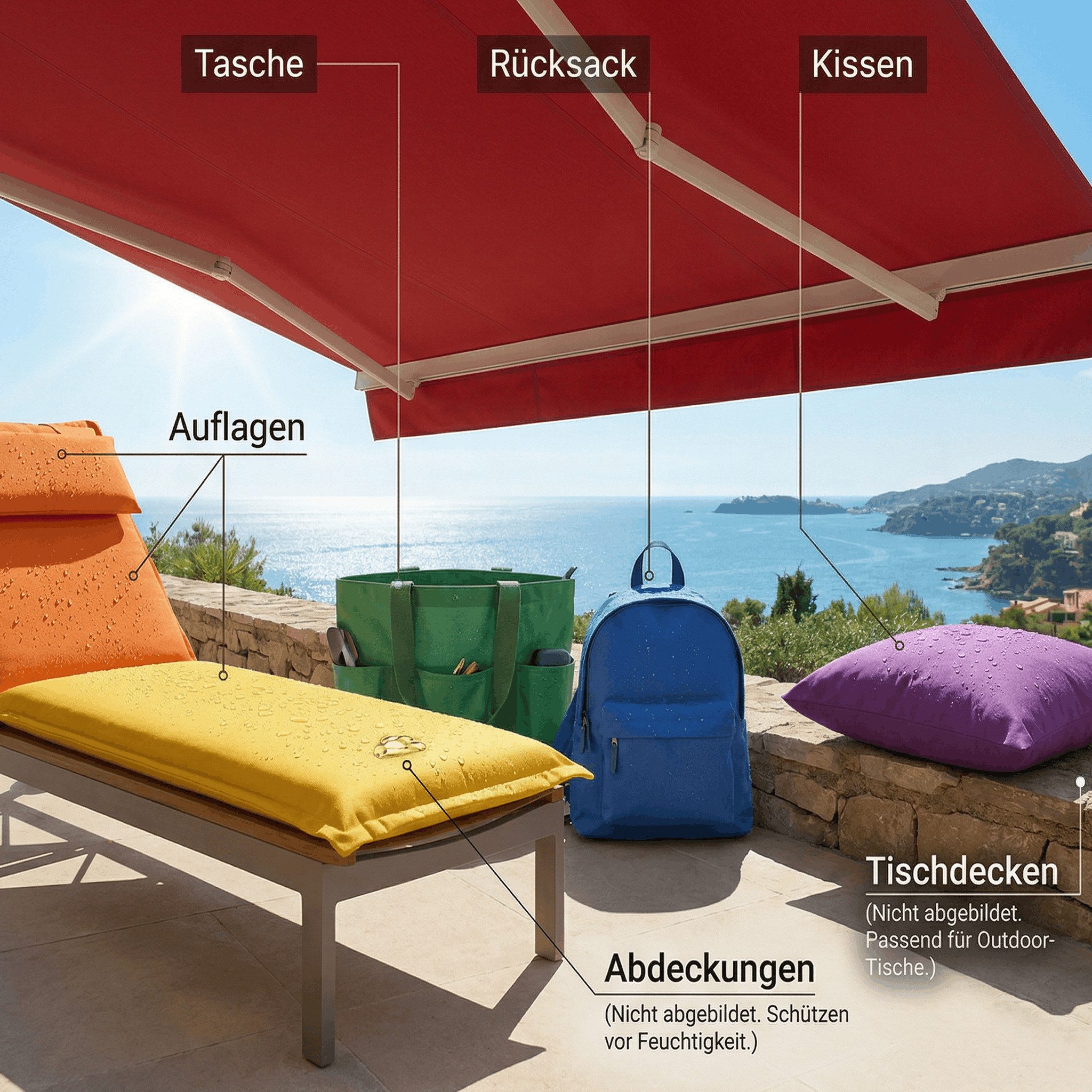 novely® Stoff SUNSET OXFORD 420D - Polsterstoff Wasserdicht Outdoor-Stoff, UV-Beständig, Schmutzabweisend, Robust, Meterware, 1lfm