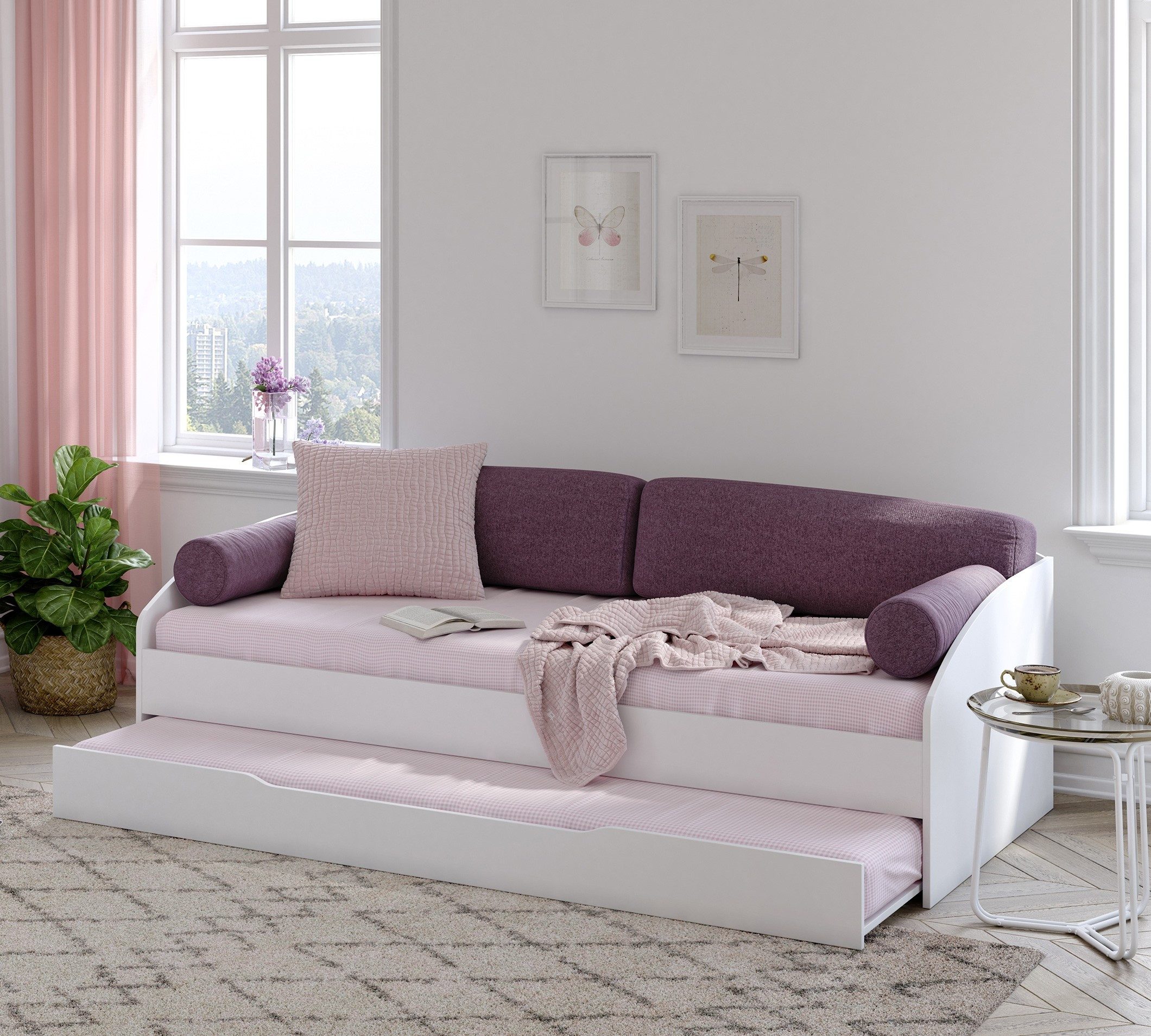 Möbel-Zeit Bett LINE Sofabett, 90x200 cm - weiß