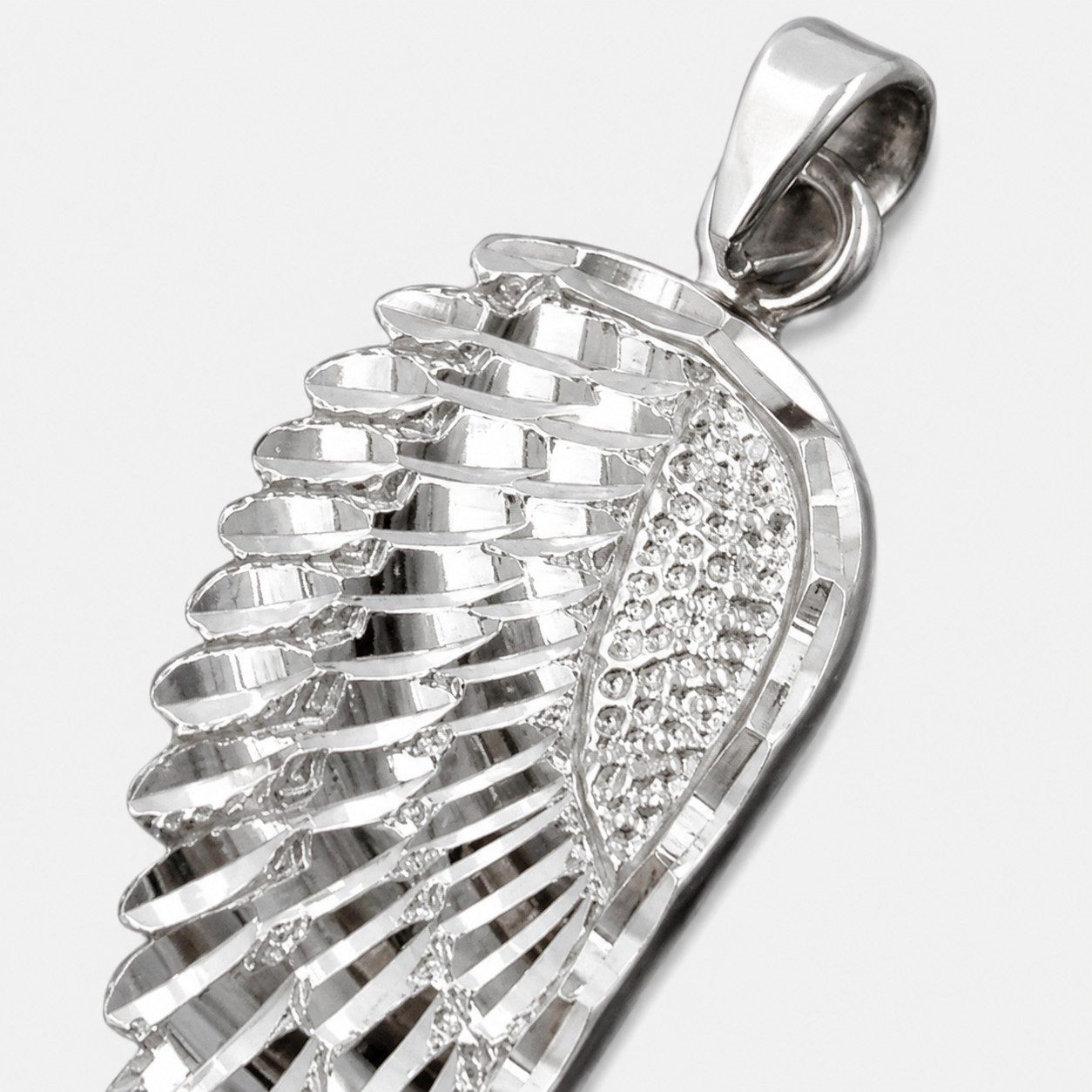 unbespielt Flügelanhänger Anhänger Engelsflügel diamantiert 925 Silber 37 x 12 mm, Silberschmuck für Damen und Herren