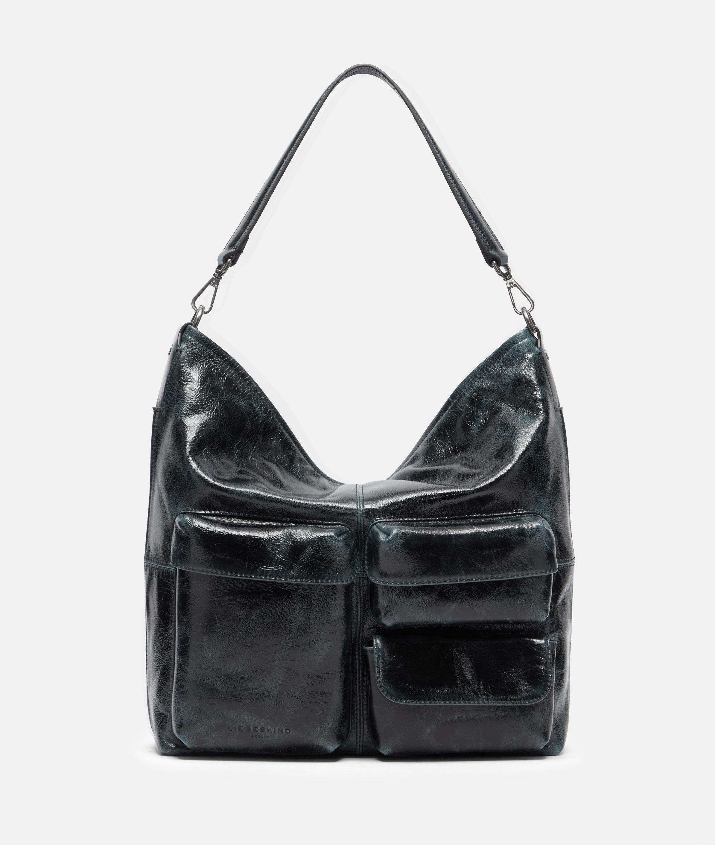 Liebeskind Berlin Schultertasche Hobo, Geräumige Hobo-Bag aus Leder mit glossy Finish