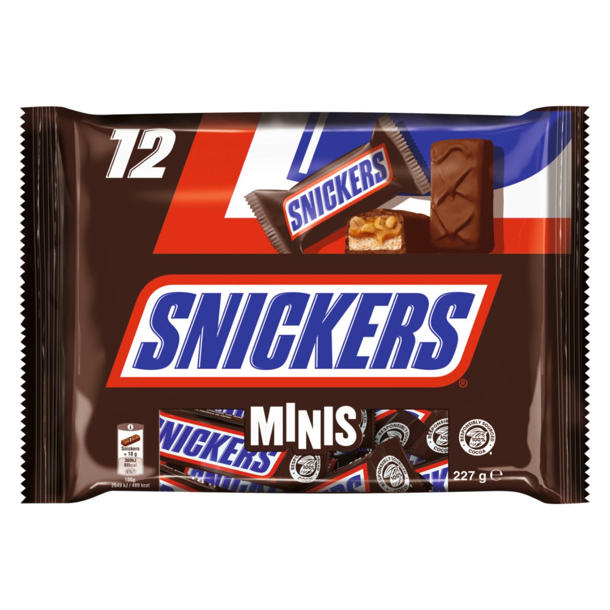 Snickers Schokolade, Snickers Minis mit Candy Creme dazu Karamell und Erdnüsse 227g