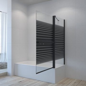 AQUALAVOS Badewannenaufsatz Badewannenaufsatz 80/120 cm Eck Duschwand mit Seitenwand für Badewanne, 5 mm Einscheiben-Sicherheitsglas (ESG) mit Nano einfach-Reinigung Beschichtung, 80x70x140cm, 120x70x140cm, Faltbar und schwenkbar, mit Acryl- Duschablage