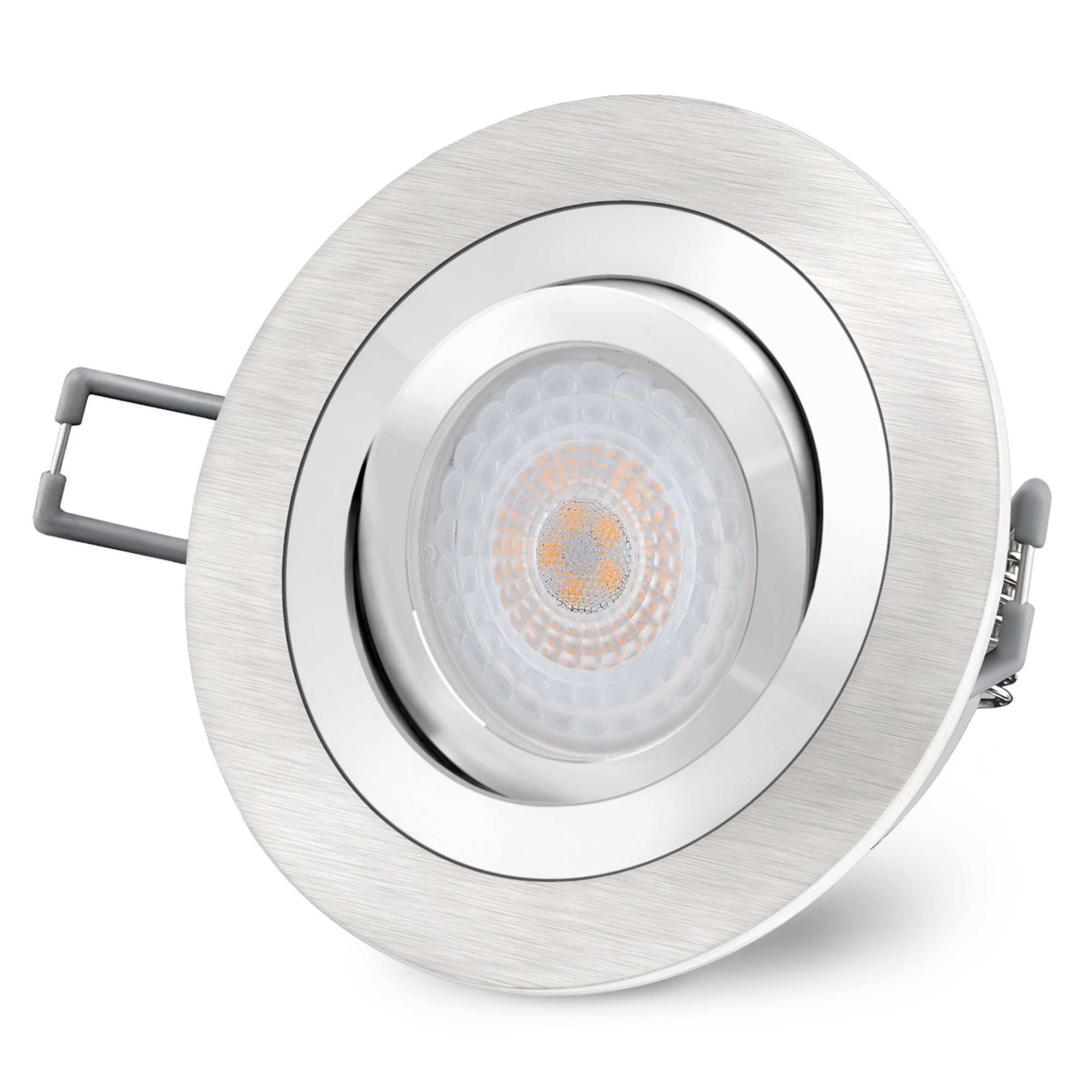 SSC-LUXon LED Einbaustrahler RF-2 LED Einbauleuchte flach & schwenkbar Alu gebürstet fourSTEP 5W, LED wechselbar, Warmweiß