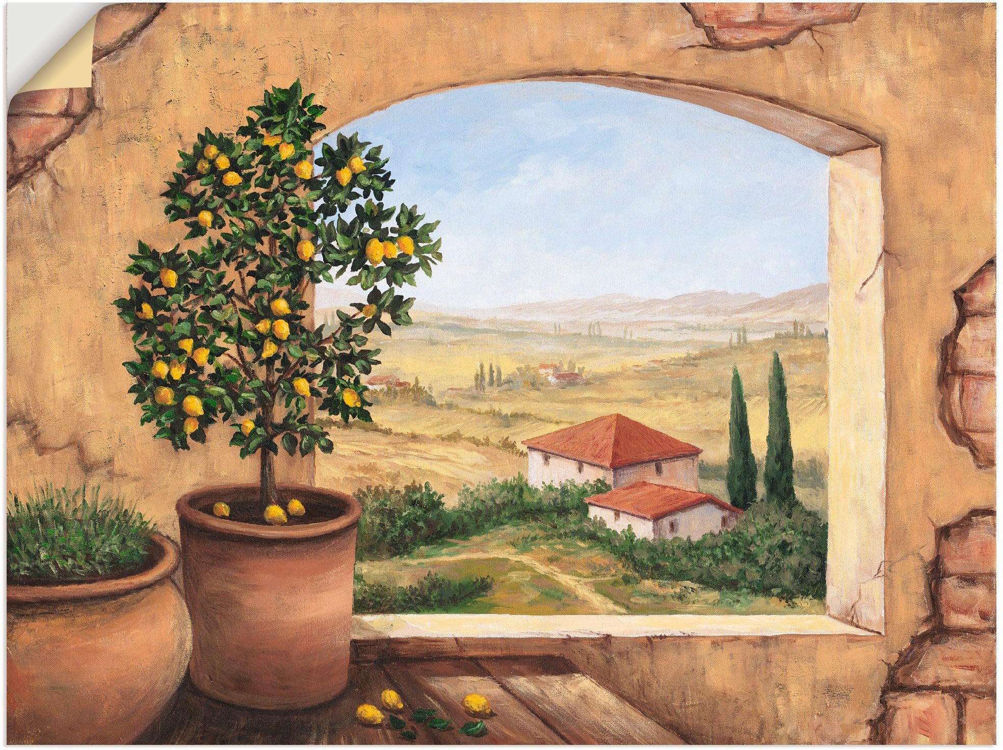 Artland Wandbild Fenster in der Toskana, Fensterblick (1 St), als Alubild, Outdoorbild, Leinwandbild, Poster, Wandaufkleber
