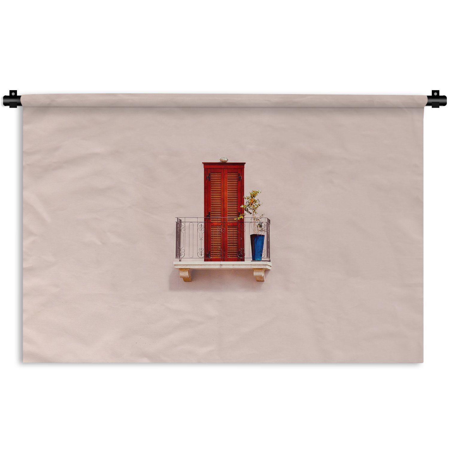 Schlafzimmer, - Wanddeko MuchoWow Wohnzimmer, - - für Wanddekoobjekt Tür Rot Wandbehang, Kleid, Pastell Kinderzimmer Architektur,