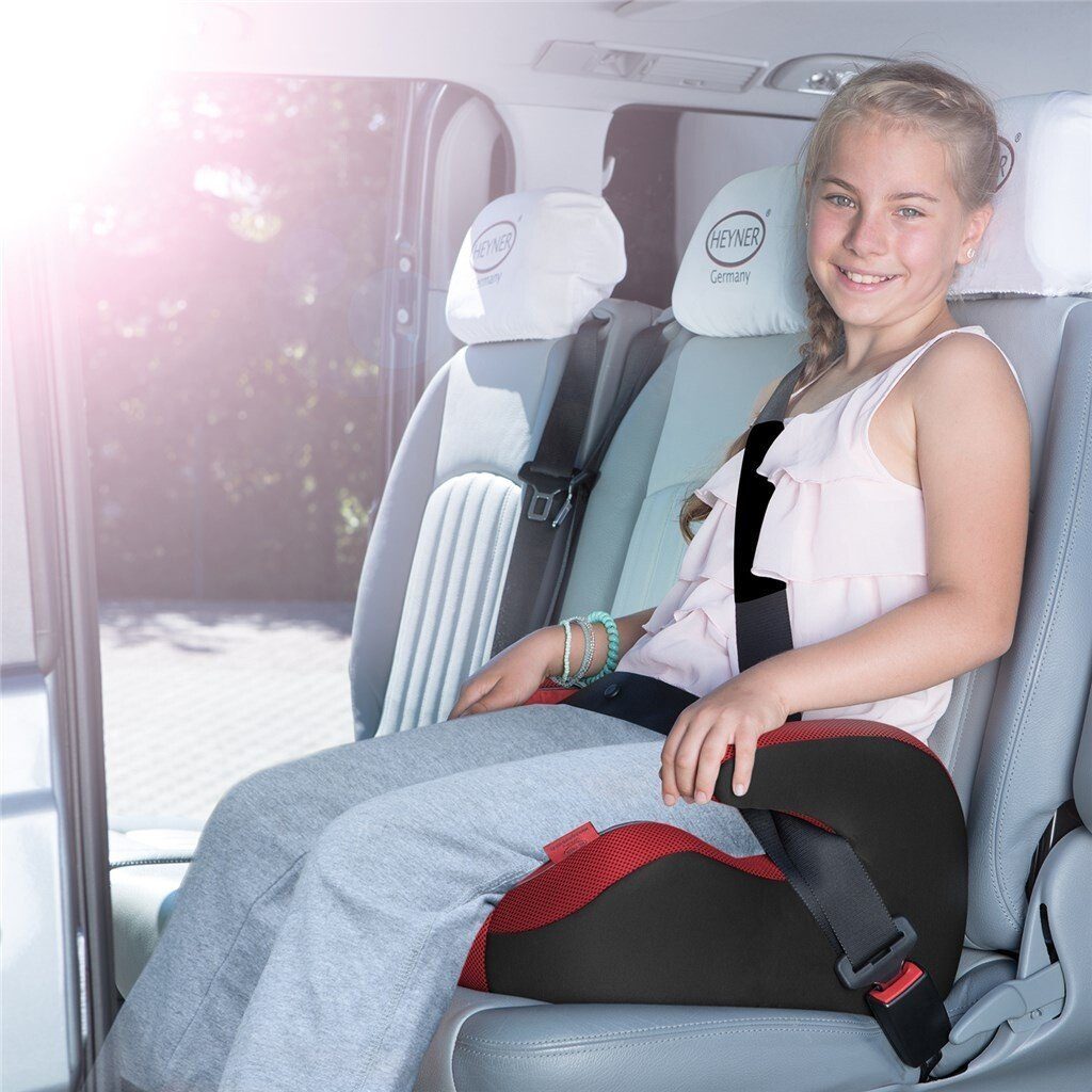 Sitzerhöhung breit extra Autokindersitz mit Kindersitzerhöhung HEYNER Gurtführung rot (15-36k
