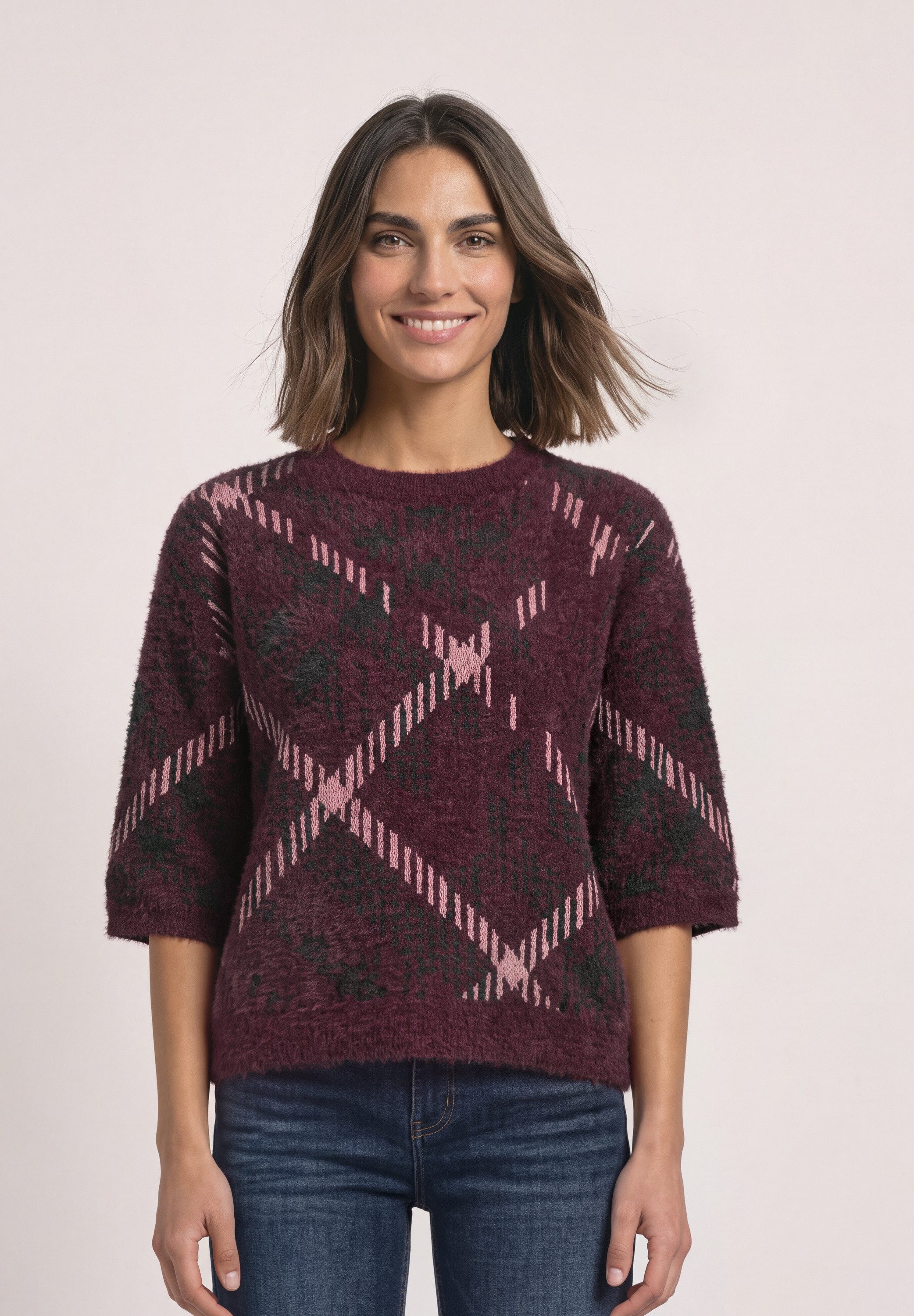 STREET ONE Kurzarmpullover mit Federgarn