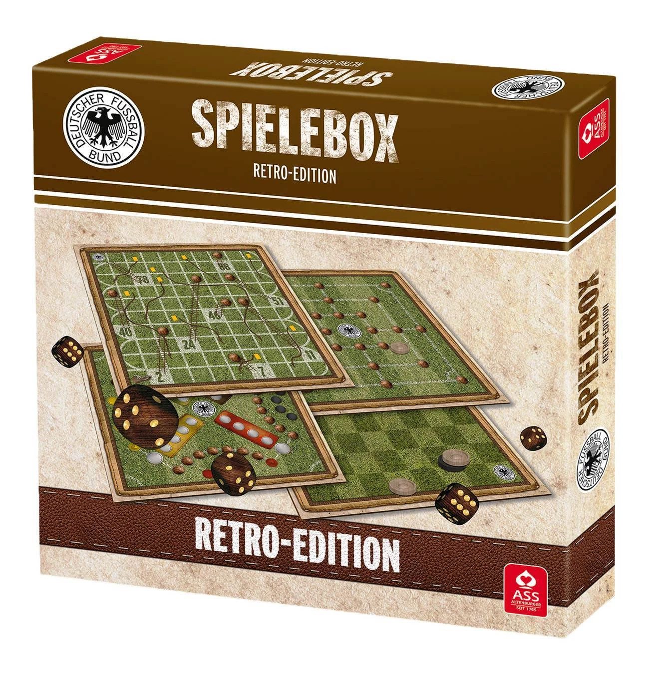ASS Altenburger Spiel DFB Retro Spielebox, Enthält vier klassische Brettspiele