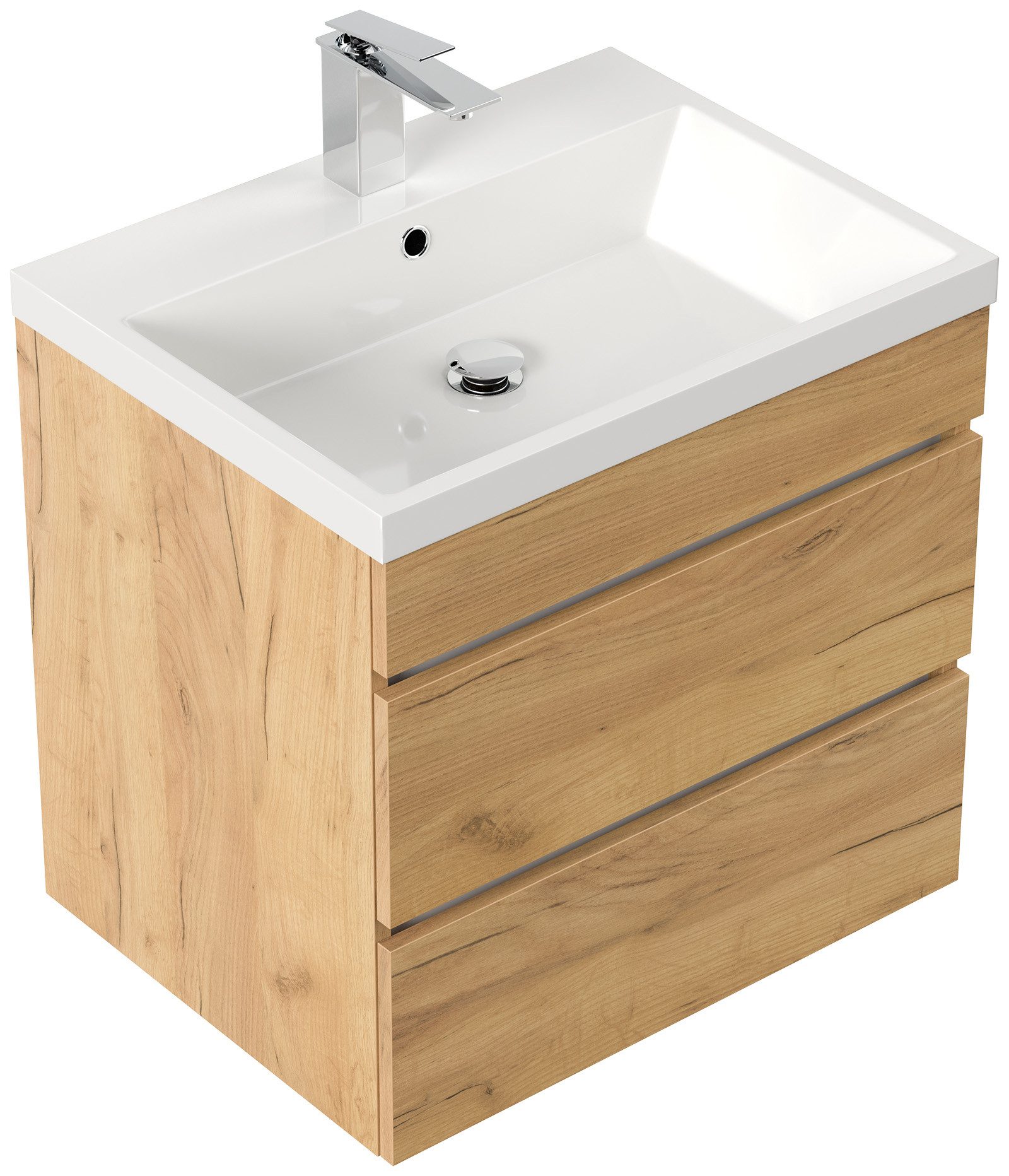 Magnolia Home Waschtisch Badmöbel Via 60 SoftClose eiche gold mit grifflosen Schubladen