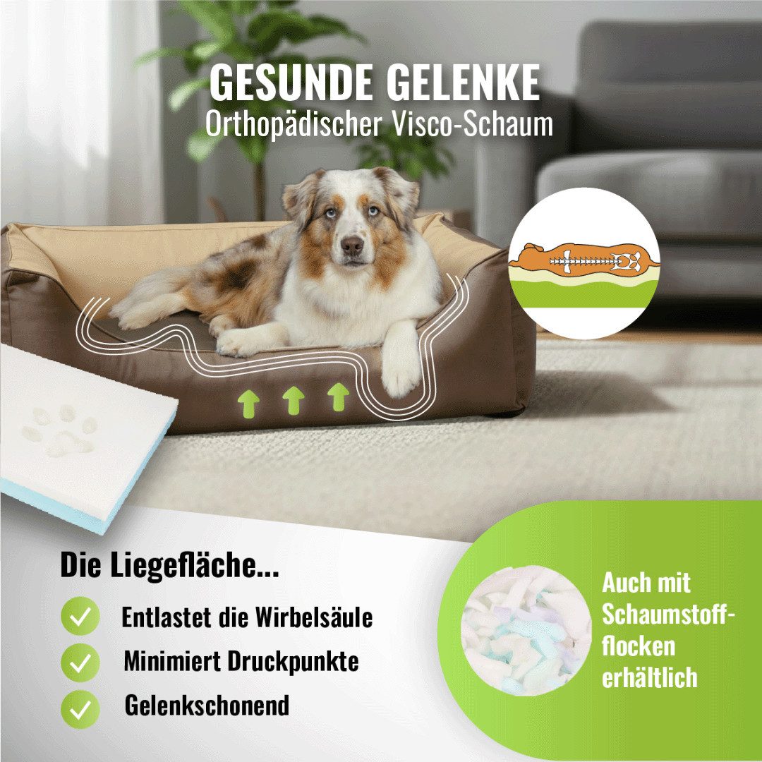 CopcoPet Tierbett Orthopädisches Hundebett / Wendebett Kleine bis Große Hunde, Kunstleder