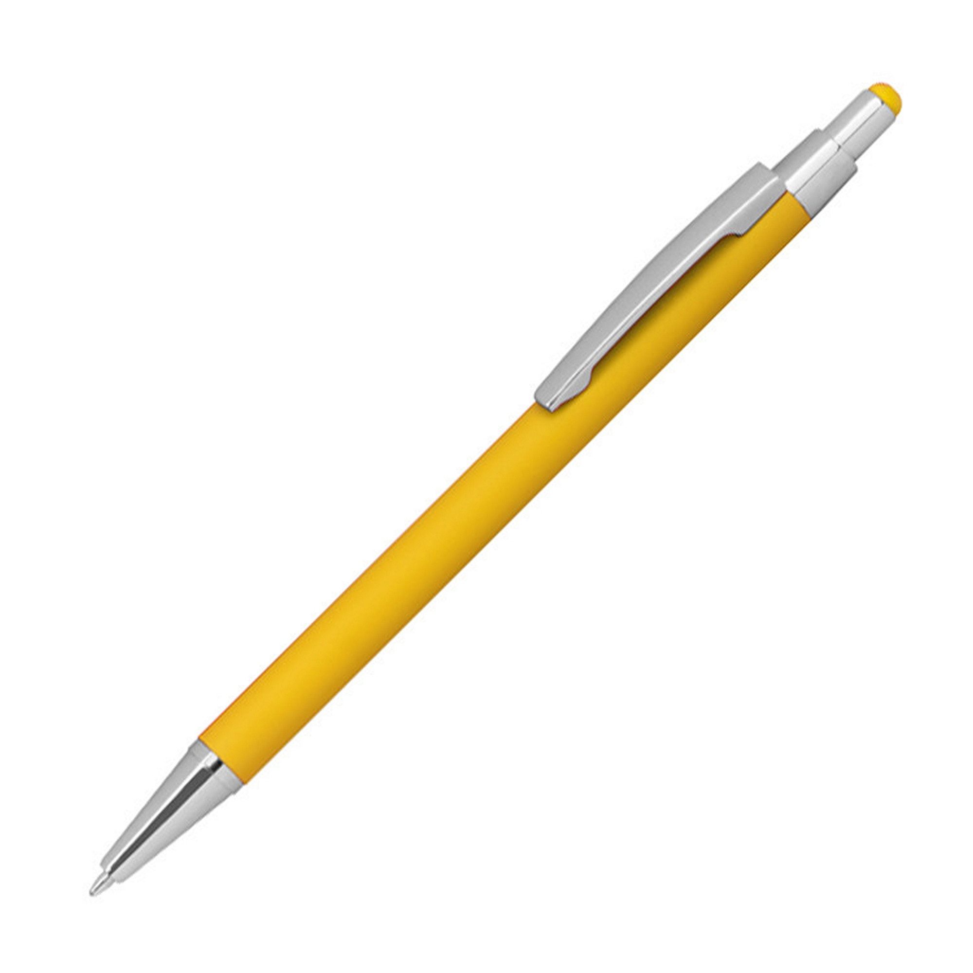 Kugelschreiber Touchpen Kugelschreiber aus Metall / gummiert / Farbe: gelb