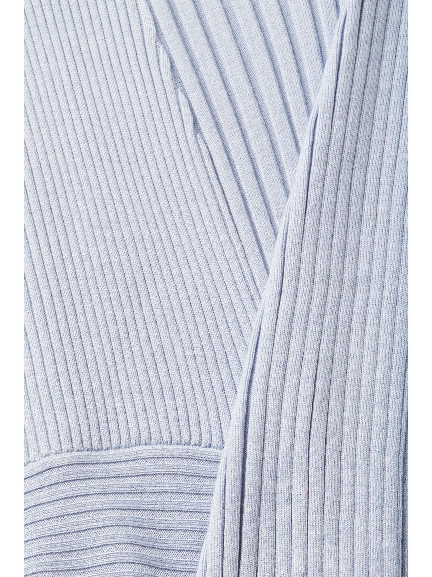 LIGHT Cardigan Esprit Gerippter Zipfelsaum BLUE (1-tlg) mit Strickjacke