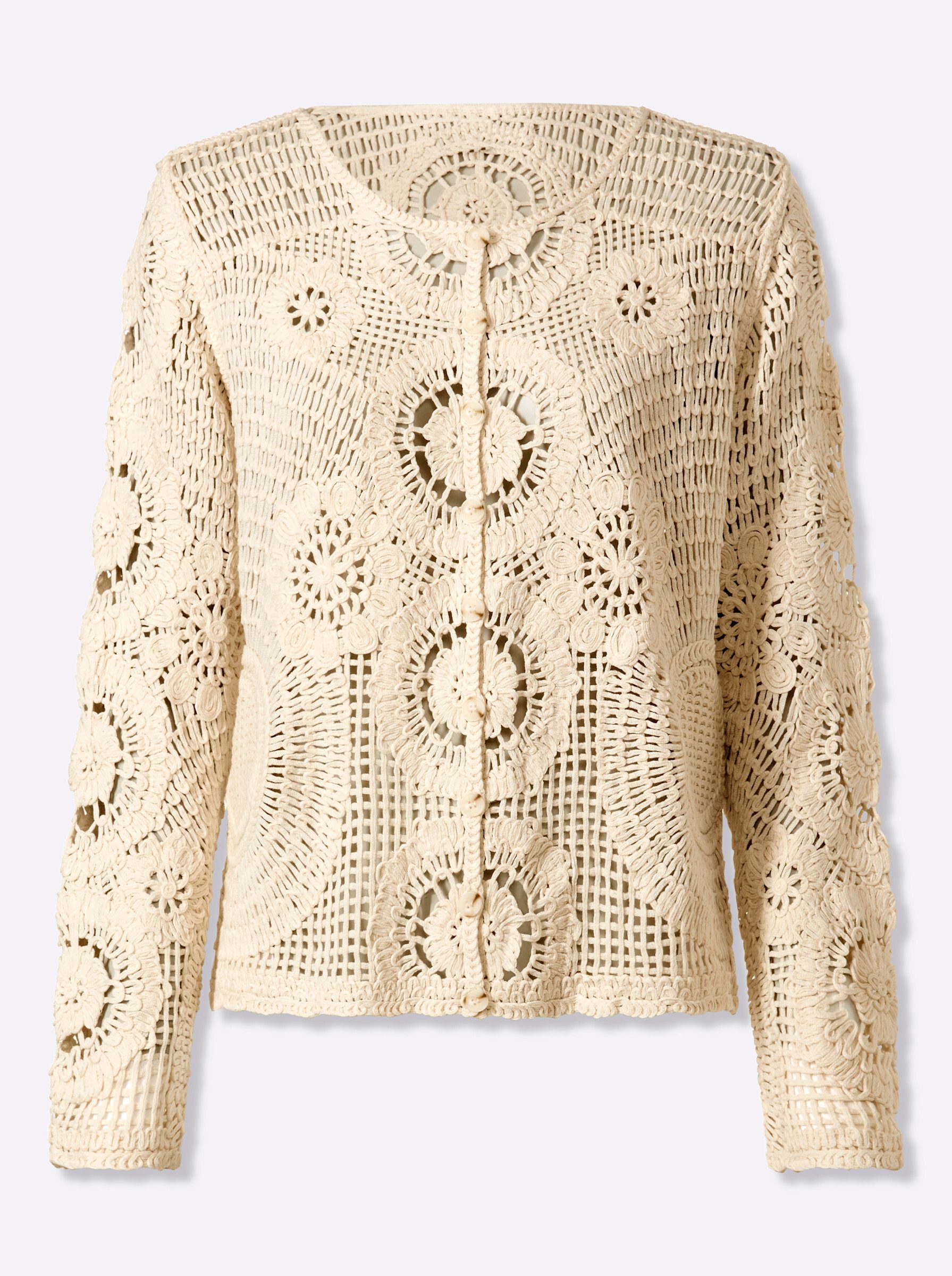 heine Strickjacke Ajour-Strickjacke Langarm Ajourstrick – Bild 4 von 5