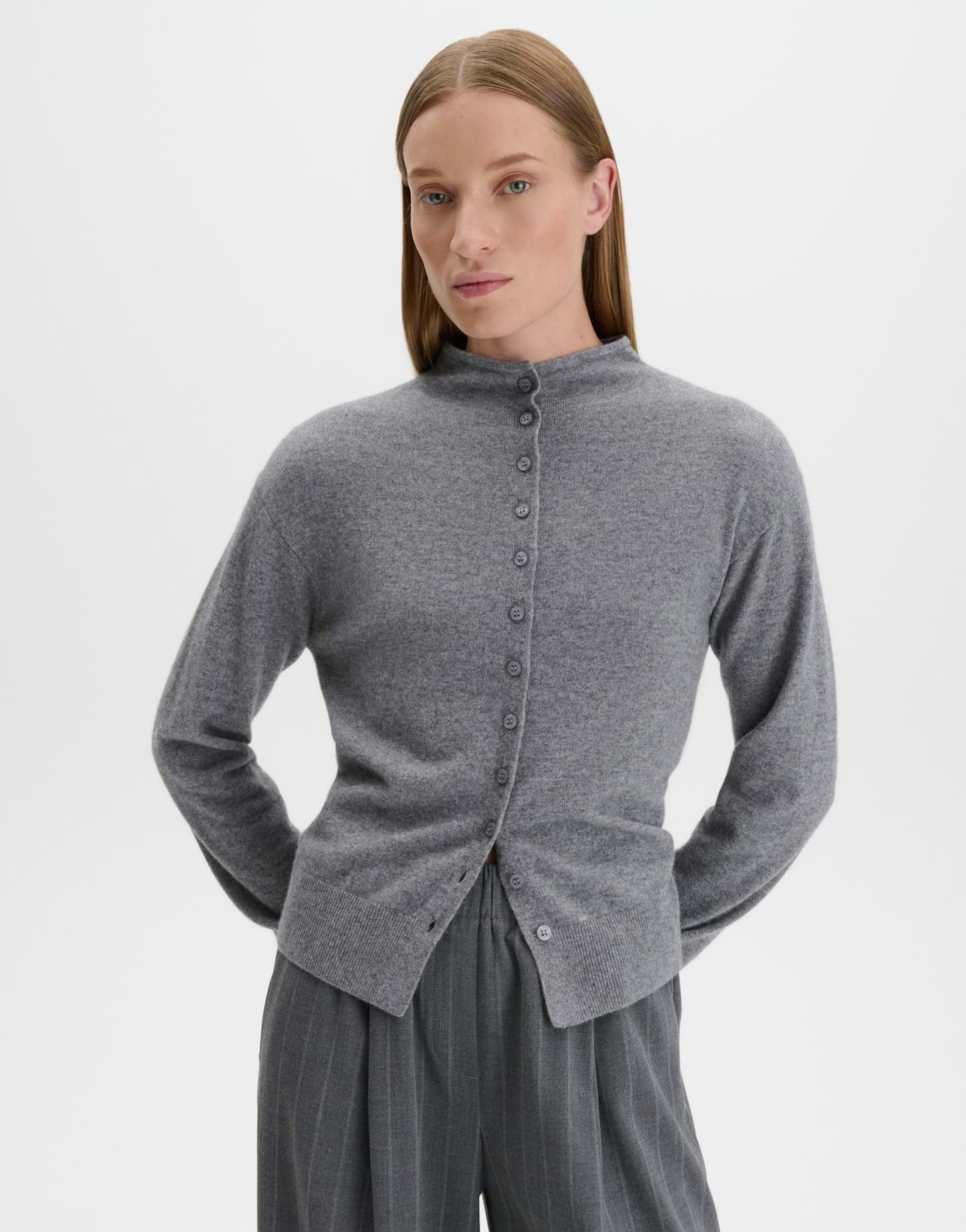someday Strickjacke Tenali aus Feinstrick mit Kaschmiranteil Schmale Form mit Stehkragen und weichem Griff
