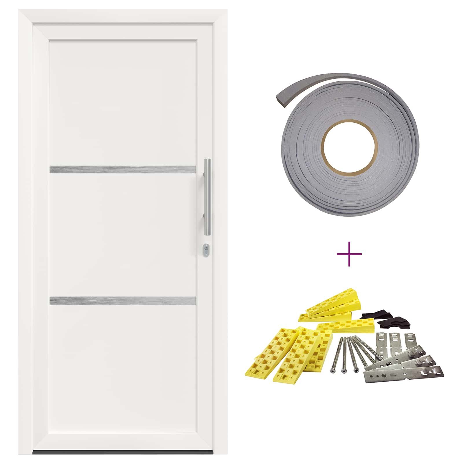 vidaXL Haustür Vordertür 108 x 208 cm PVC Weiß (1-St)