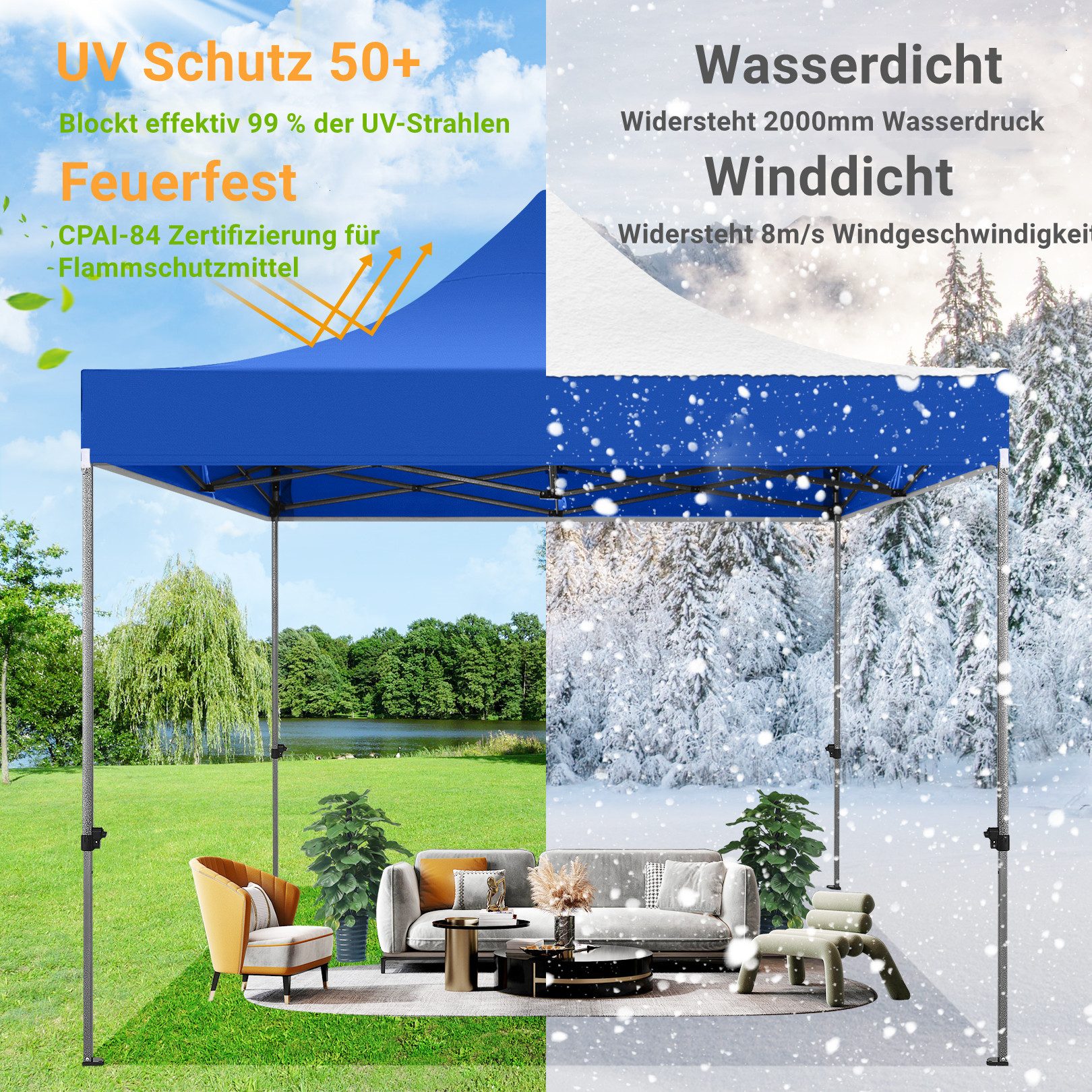 Tooluck Faltpavillon 3x3m Premium Pavillon mit günstig online kaufen