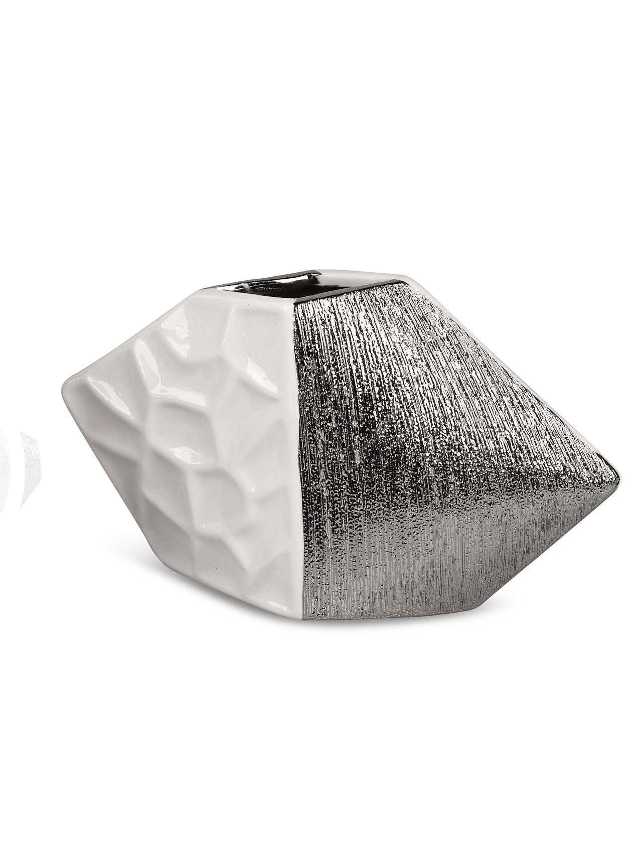 Tischvase White Silver Relief, Mehrfarbig B:22cm H:13cm Porzellan
