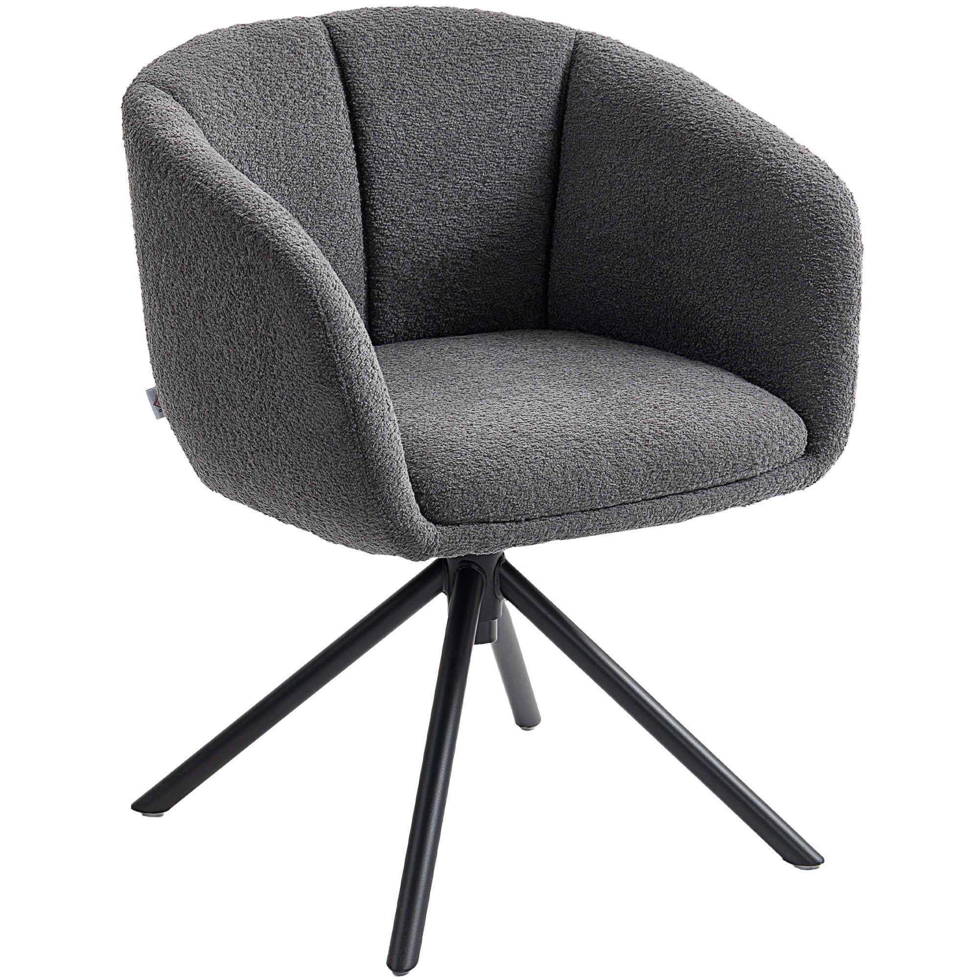 HOMCOM Relaxsessel Sessel Loungesessel mit Metallbeine Lesesessel mit Chenille-Optik (Polsterstuhl mit bequemer Sitzschale, 1-St., Drehbarer Akzentstuhl), kusch – Bild 2 von 5