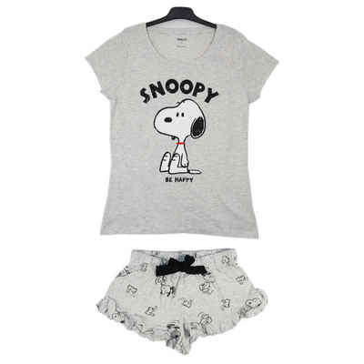 Snoopy Schlafanzug Snoopy Damen kurzarm Pyjama Schlafanzug Schlafshirt Shorts Gr. S bis XL