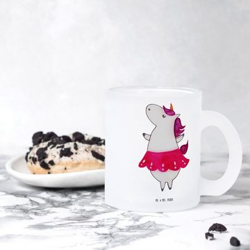 Mr. & Mrs. Panda Teeglas Einhorn Ballerina - Transparent - Geschenk, Tänzerin, Teetasse aus Gl, Premium Glas, Liebevolles Design