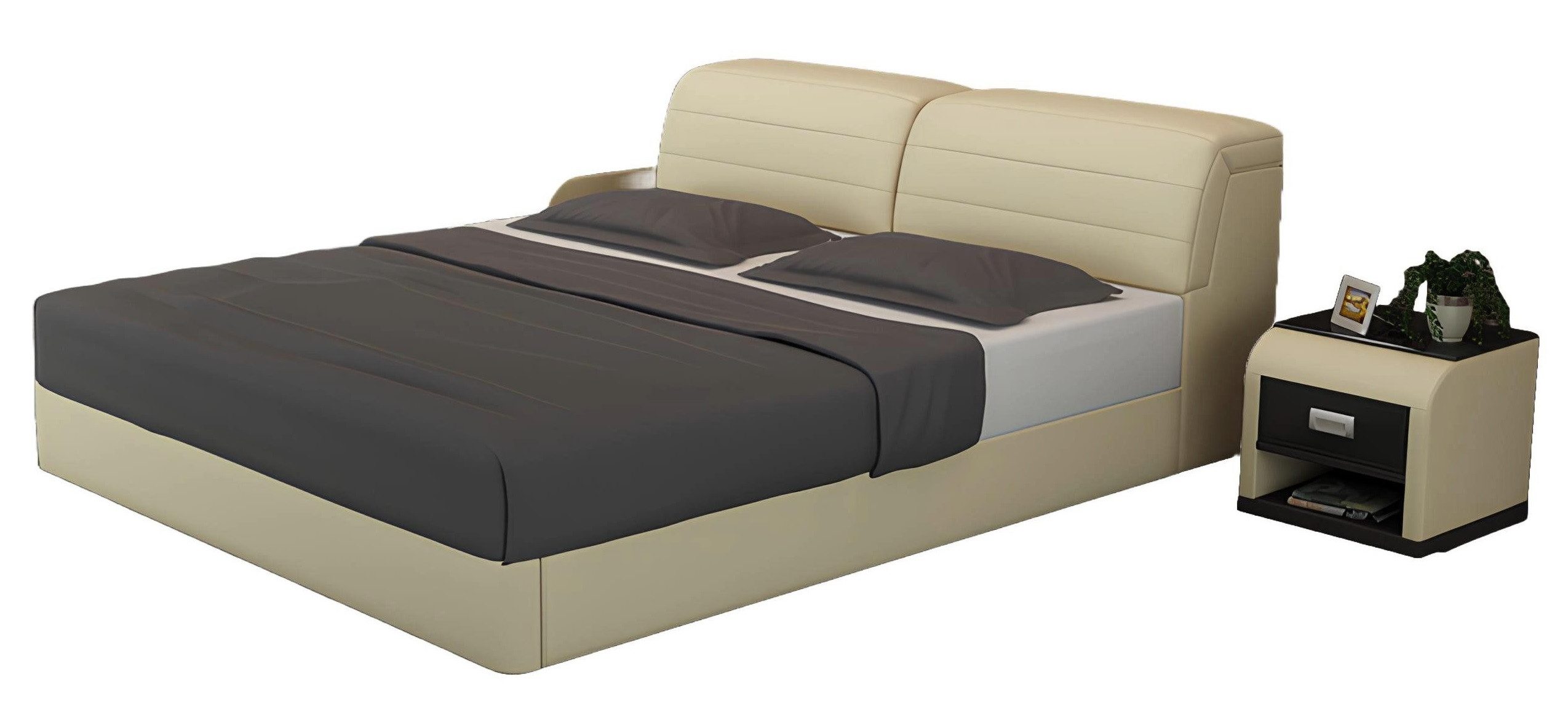 JVmoebel, Wasserbett Elegantes Lederbett mit USB-Anschlüssen für komfortable Nächte, (Wasserbett LB8827), Made in Europa
