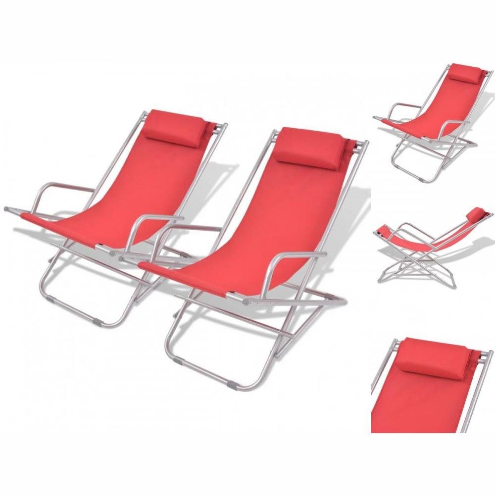 vidaXL Gartenlounge-Sessel Liegestühle 2 Stk Stahl Rot Gartenliege Sonnenliege