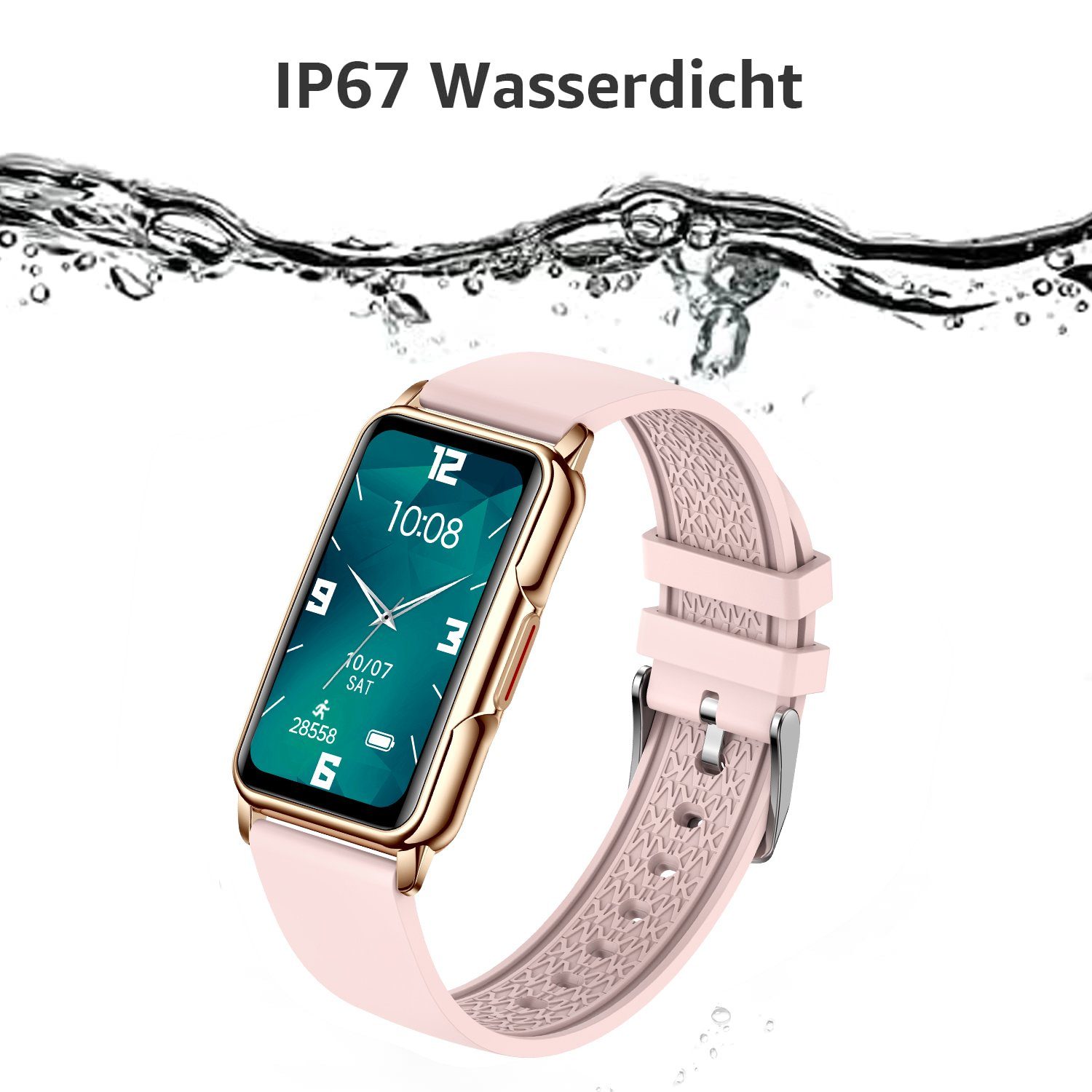 Damen Rosa iOS Tracker, Fitness Smart Damen Watch, Zoll, Gesundheitsfunktionen Haiaveng und Uhr, cm/1,47 Smartwatch (3,73 cm), Android Smartwatch + Lila Fitness