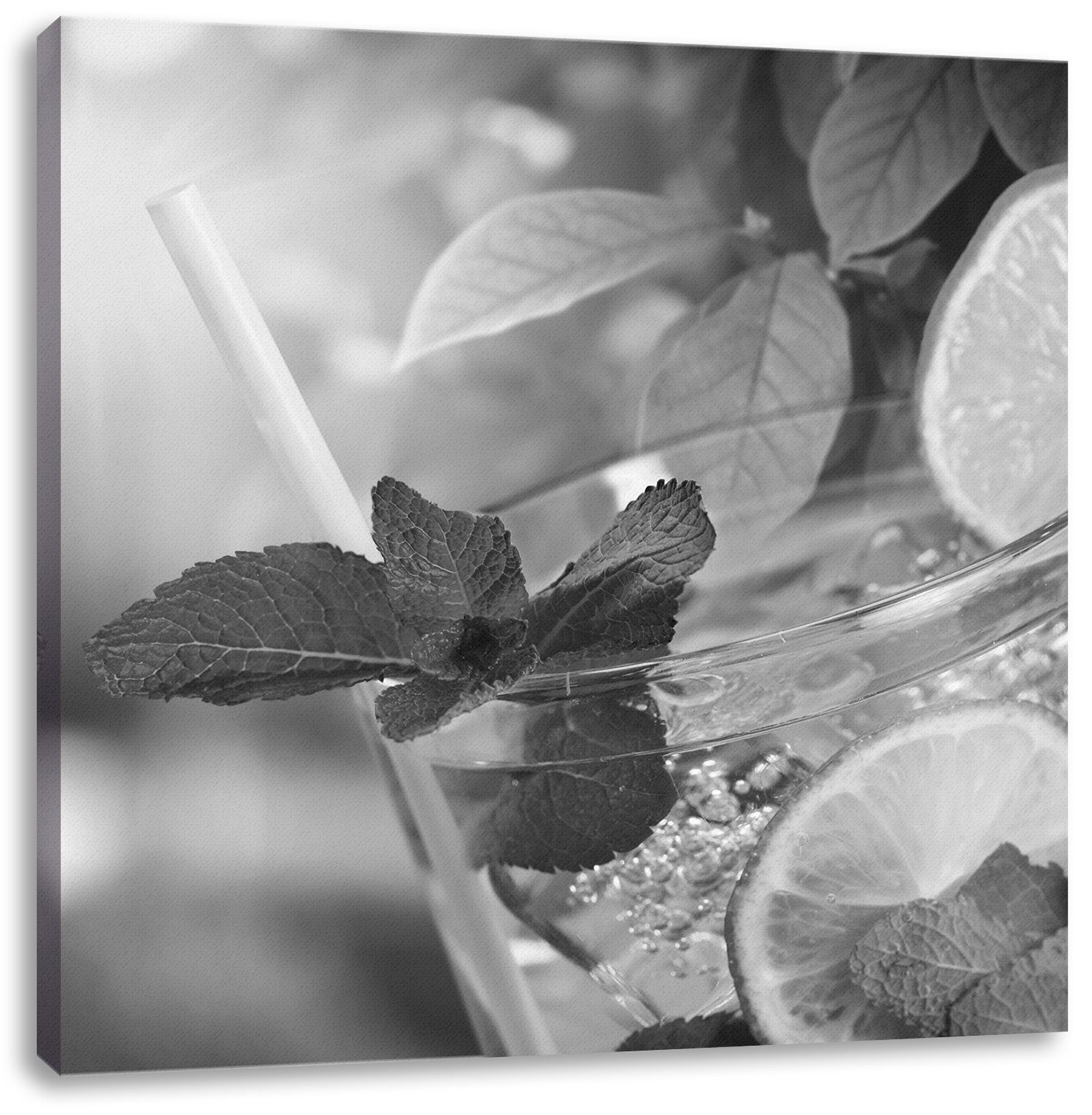 Cocktail, Leinwandbild Mojito St), Leinwandbild Pixxprint (1 Mojito fertig bespannt, Cocktail inkl. Zackenaufhänger