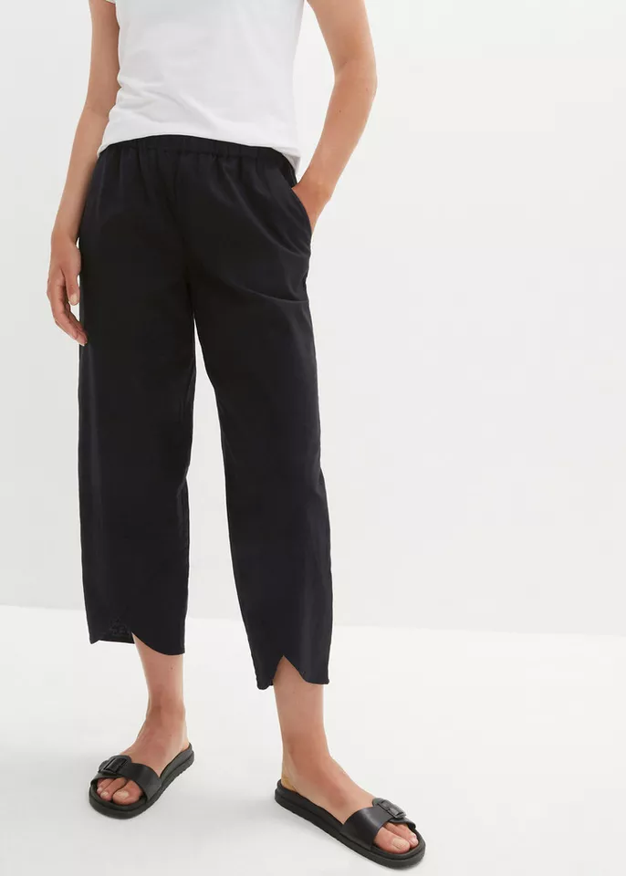 bonprix 3/4-Hose aus Leinen-Mix, mit Seitenschlitzen, Regular Fit, casual Stil