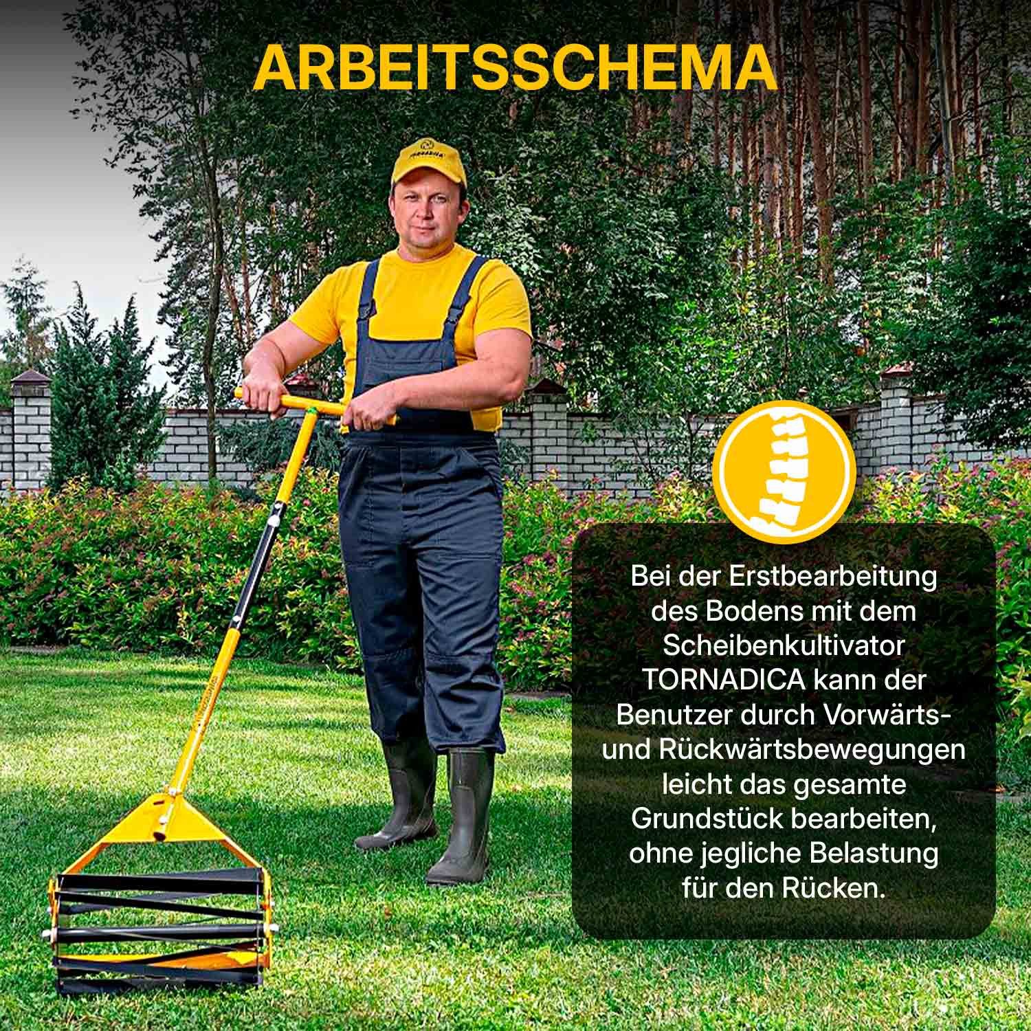 Tornadica Gartenpflege-Set Bodenfräse-Kultivator für Garten und Gewächshaus, Vertikutierer Unkrautentferner für Rasenpflege und Bodenlockerung
