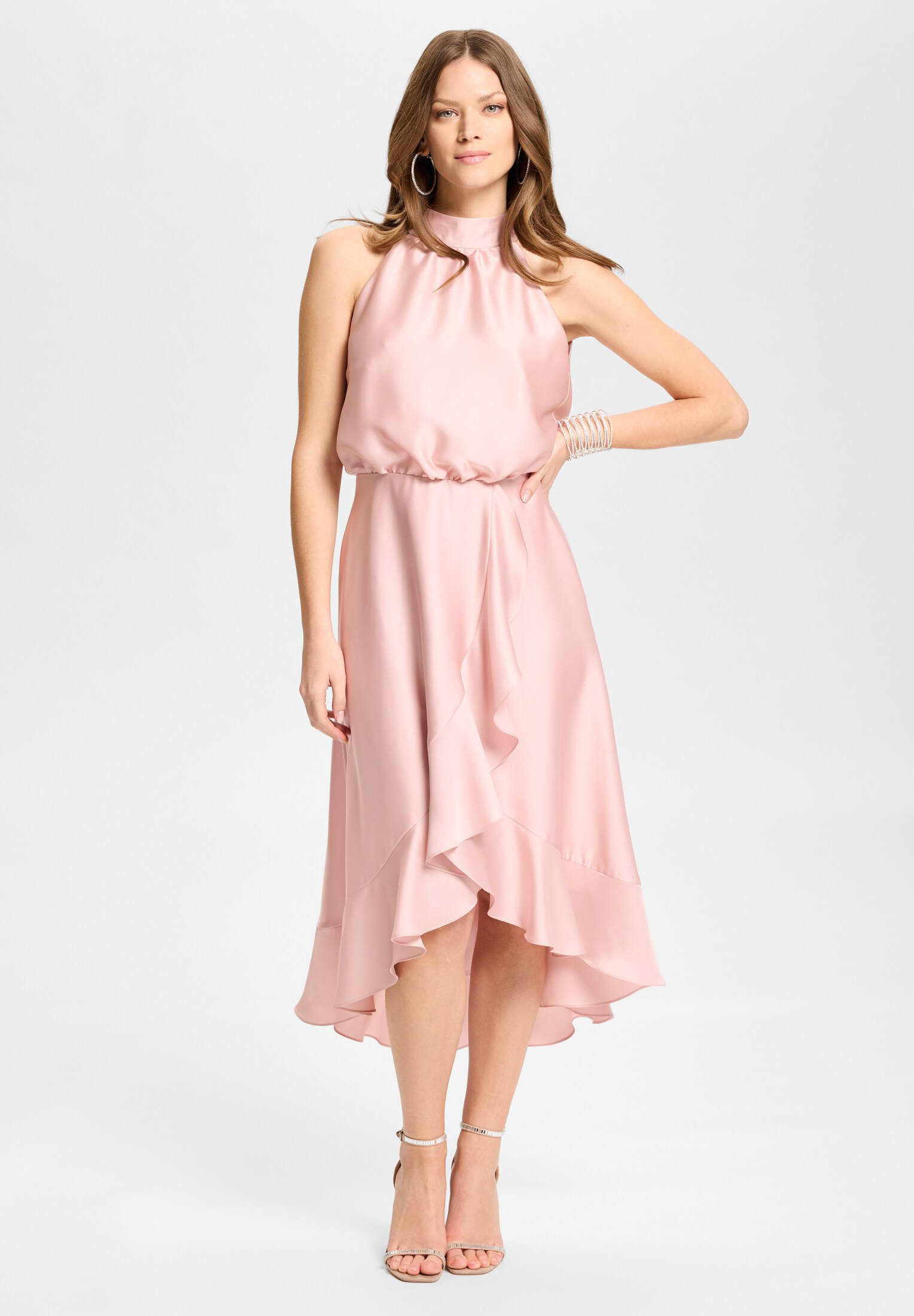 SWING Cocktailkleid - Cocktailkleid aus Satin mit Volant Taillierte Passform mit fließendem Rockteil