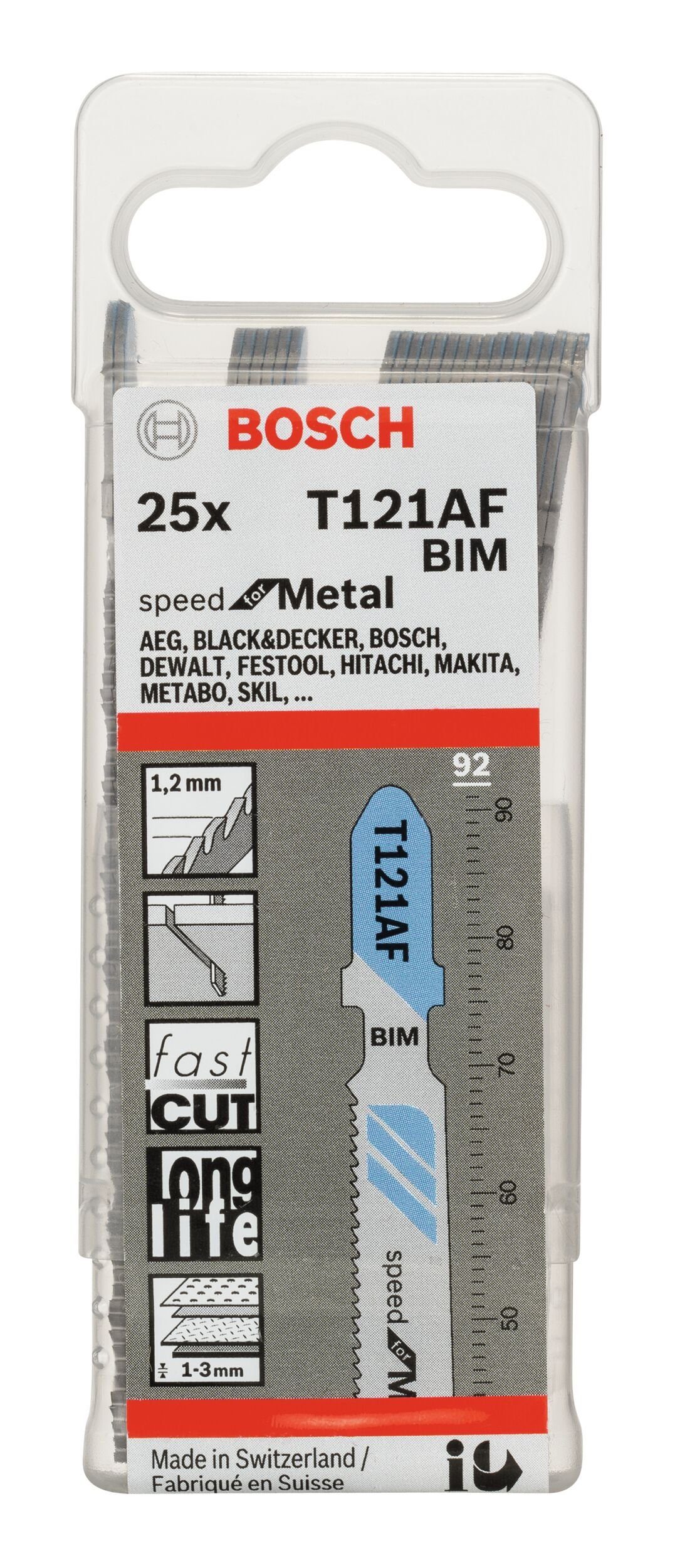 25er-Pack - T Metal for (25 BOSCH 121 Stichsägeblatt AF Stück), Speed