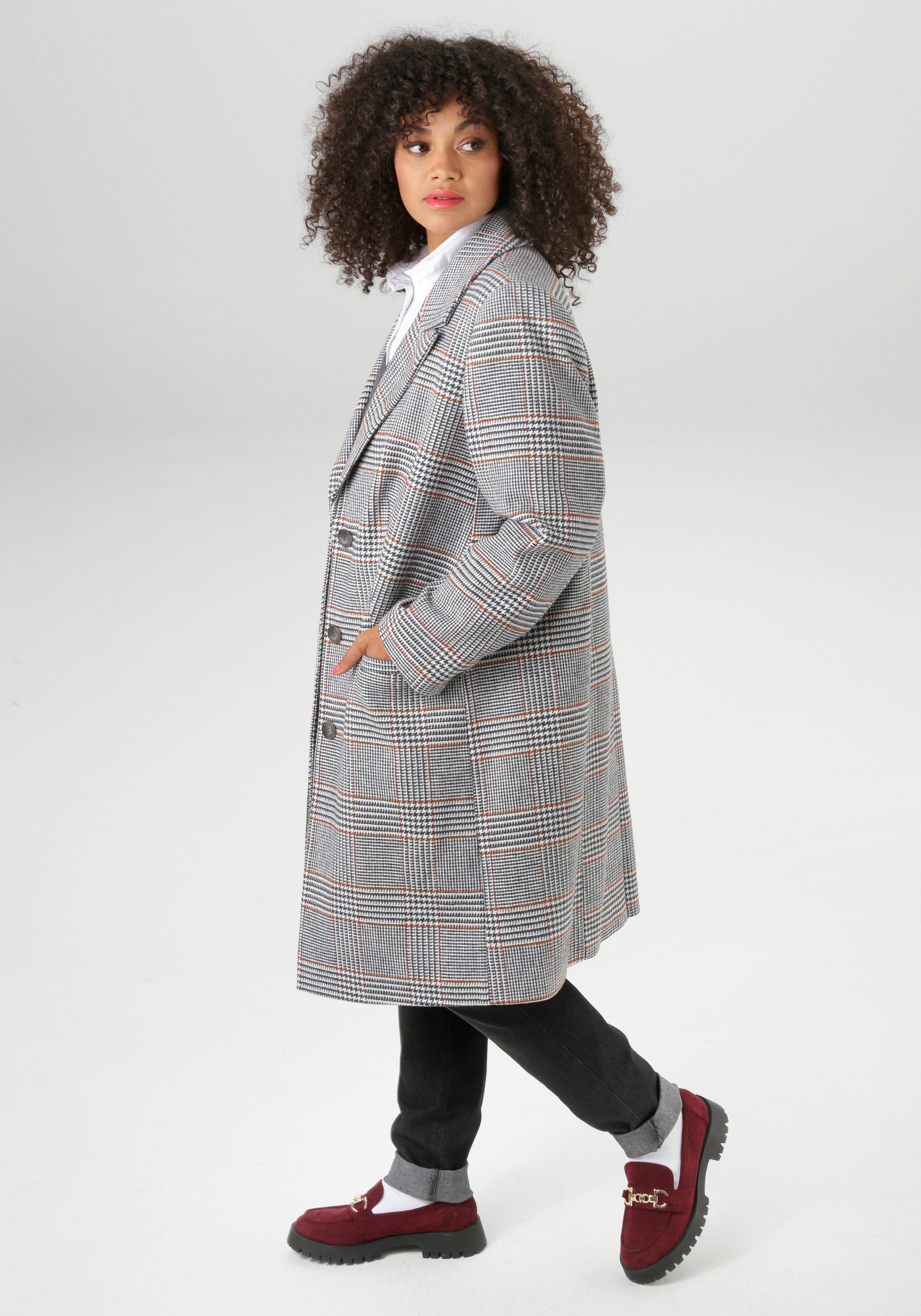 Aniston PLUS Kurzmantel in ausdrucksvollem Karo-Dessin - NEUE KOLLEKTION günstig online kaufen